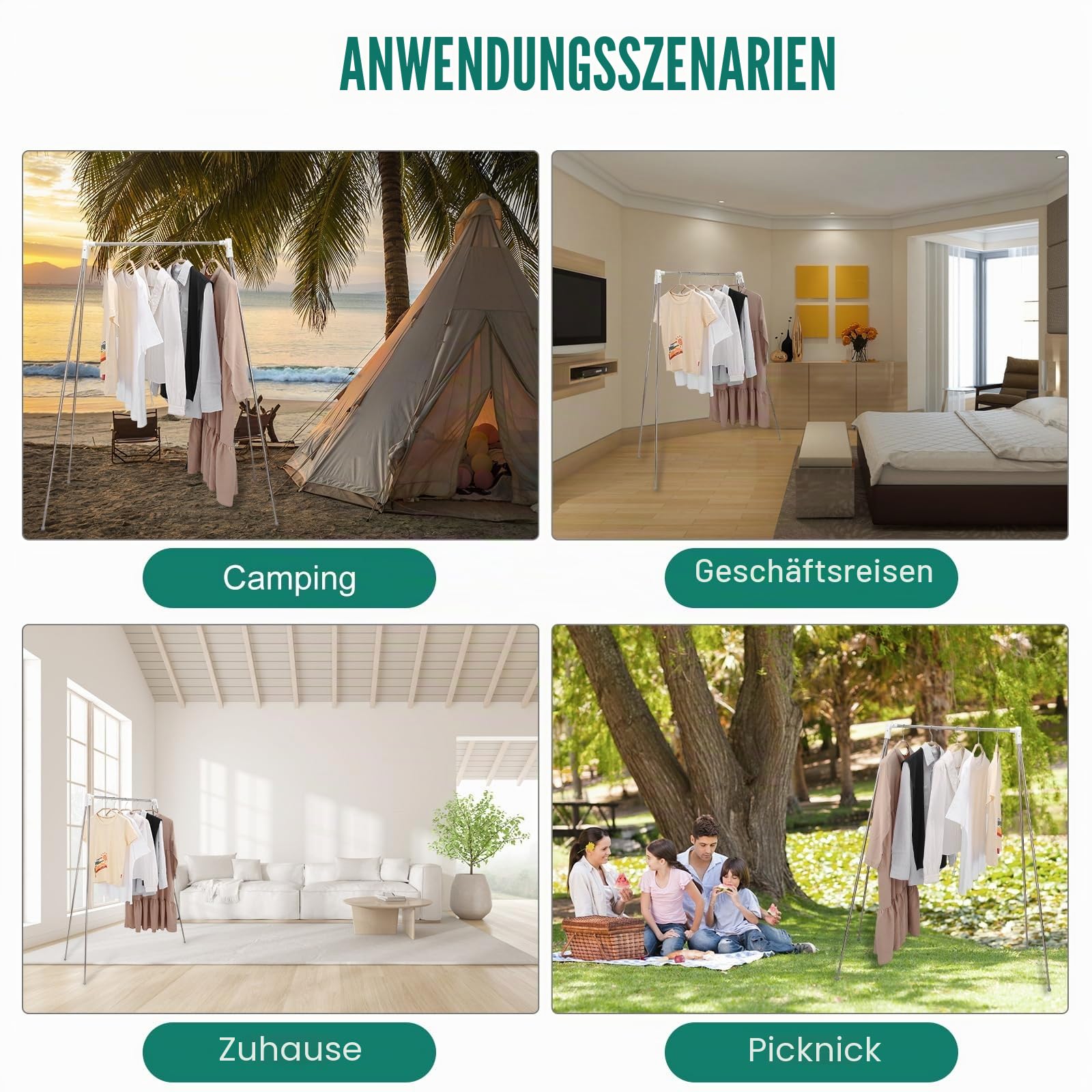 Idong Tragbarer Wäscheständer aus Edelstahl, 32-73 cm einziehbarer faltbar Wäscheständer für Camping, Reisen, Outdoor, Wäscherei zu Hause usw. EIN zusammenklappbarer Mini-Reisekleiderständer