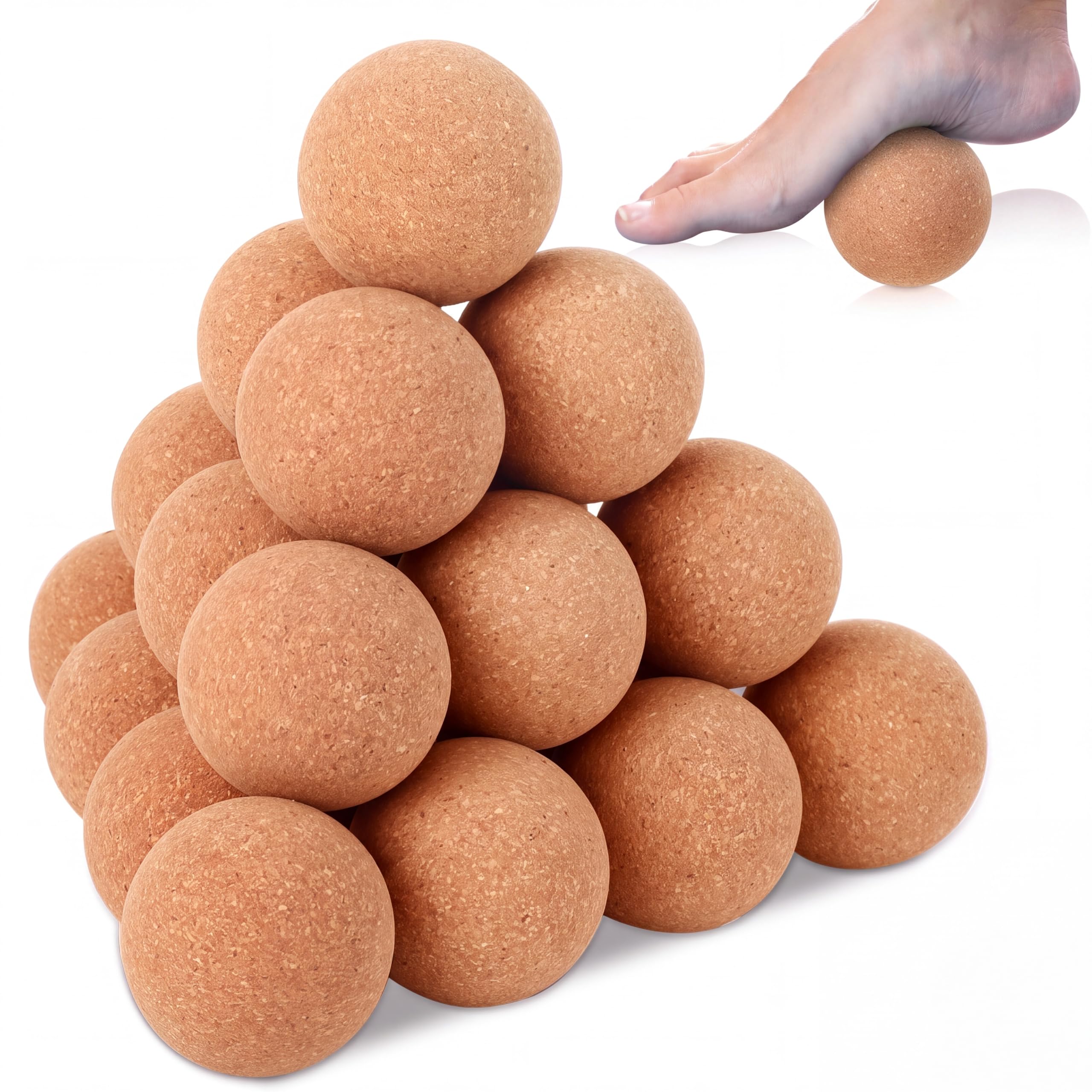 Seenelling Confezione da 20 palline da massaggio in sughero da 7,6 cm, per massaggi profondi dei tessuti profondi, palline da yoga in sughero naturale, per yoga, pilates, miofasciale, schiena, spalle