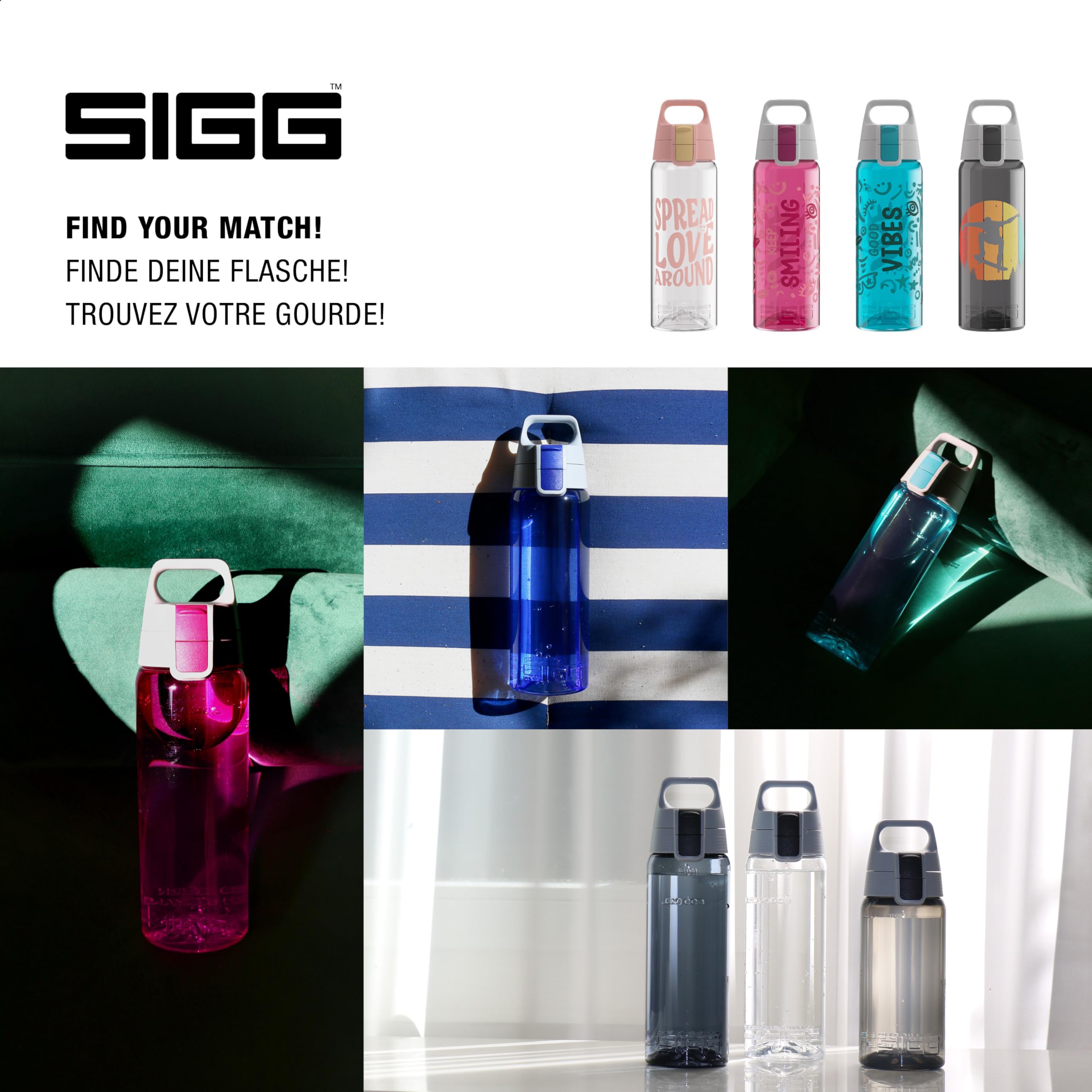 Gourde SIGG Tritan 0.6L/1L - Sans BPA, Lave-Vaisselle, Étanche Pour Sport