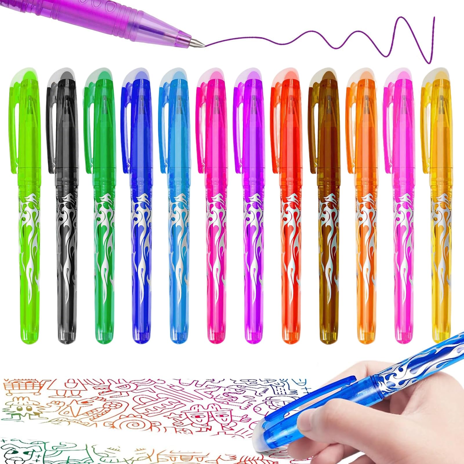12 Colores Bolis Borrables Boligrafos Borrable Boli Borrable, 0,5 Mm, Multicolor Borrable, de Bola, para Colegios y Oficinas, Cuadernos de Estudiantes y Notas Modificables
