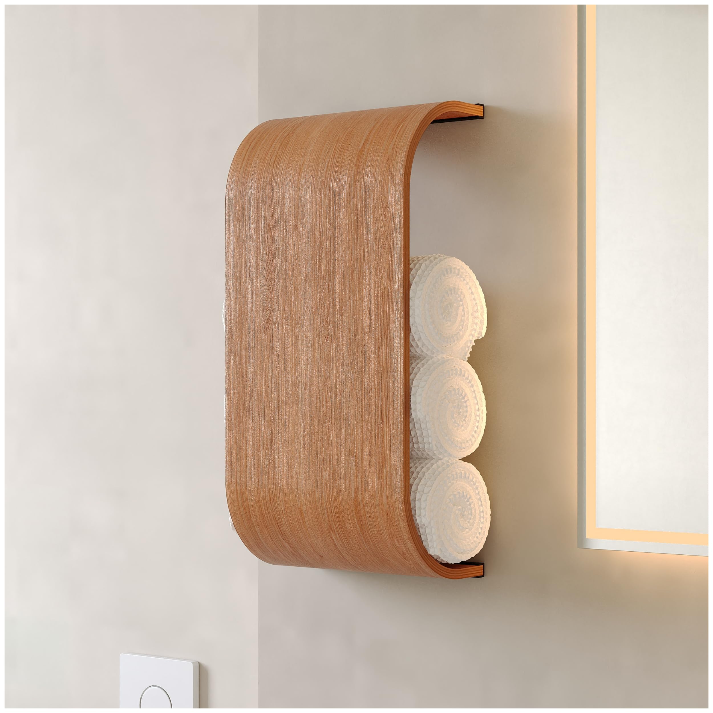 Ewart Woods Cherry Bathroom Towel Holder, Toilet Paper Holder, Wooden Shelf, Walnut Wc Roll Storage, Wall Mount Floating Rolls Rack, Unique Holders For Bathroom, Tp Organizer (, Wide)