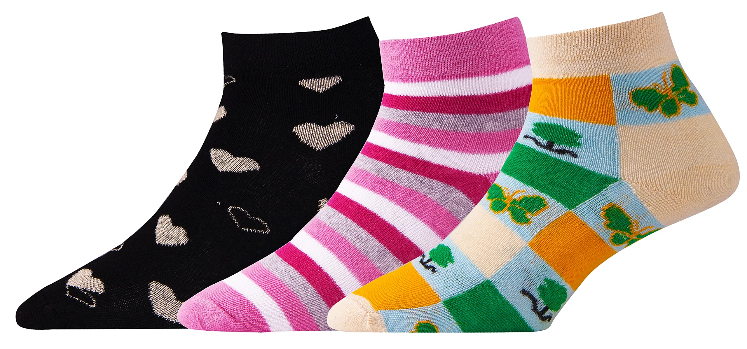 Women Ankle Length Soft Combed Cotton Multicolored Socks (Pack of 3 Pairs)