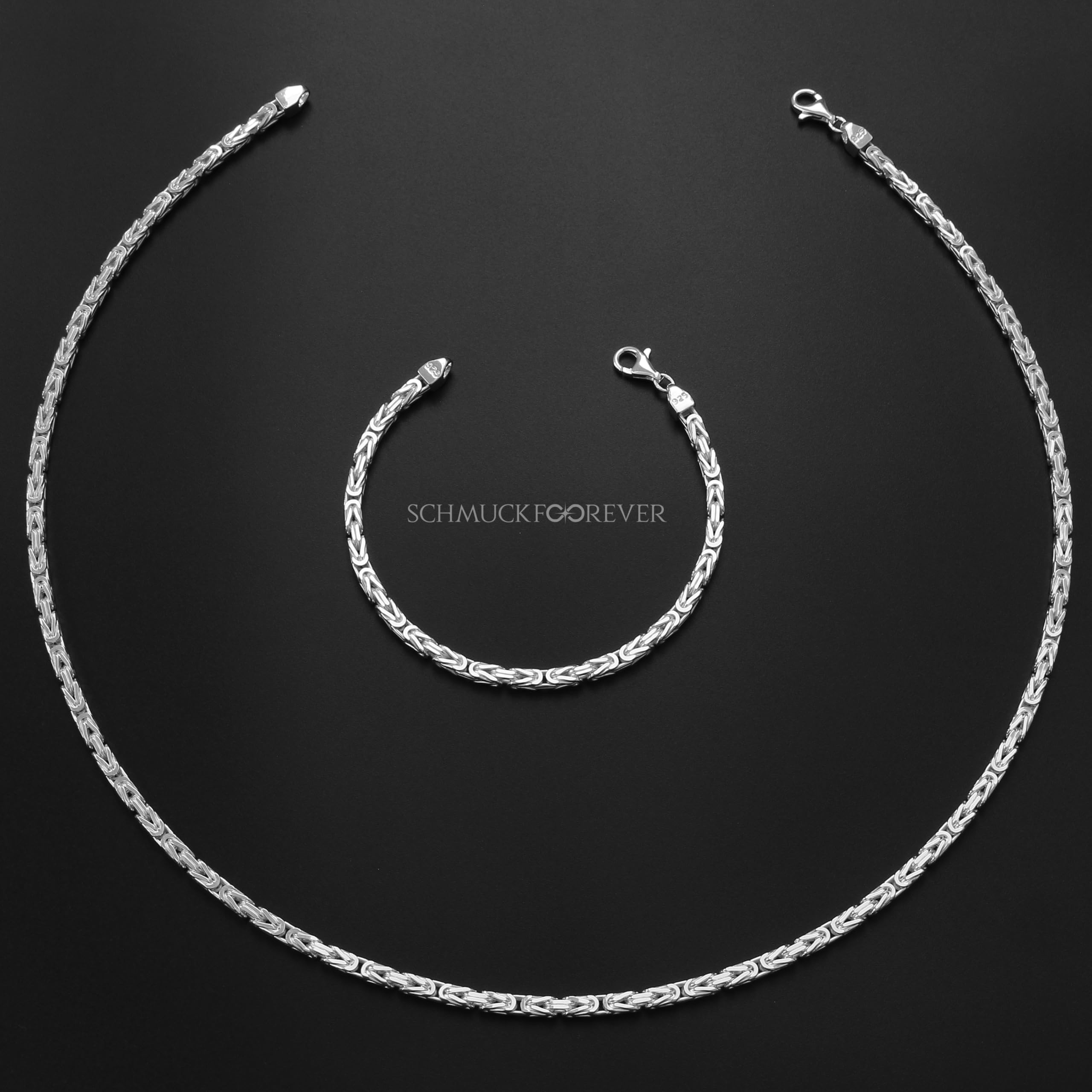 Königskette 4mm 925 Silber massiv - Länge Wählbar - Collier Halskette oder Armband