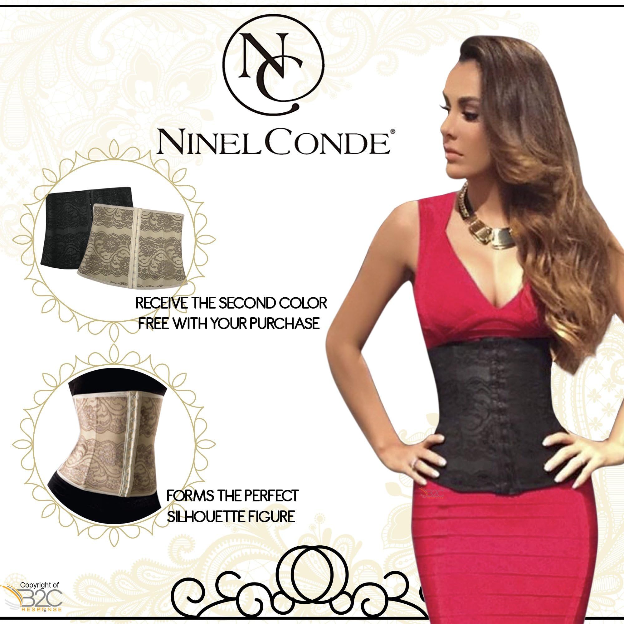 Ninel Conde Women's Waist Trainer Corset - Workout Waist Cincher (Large, Kit)