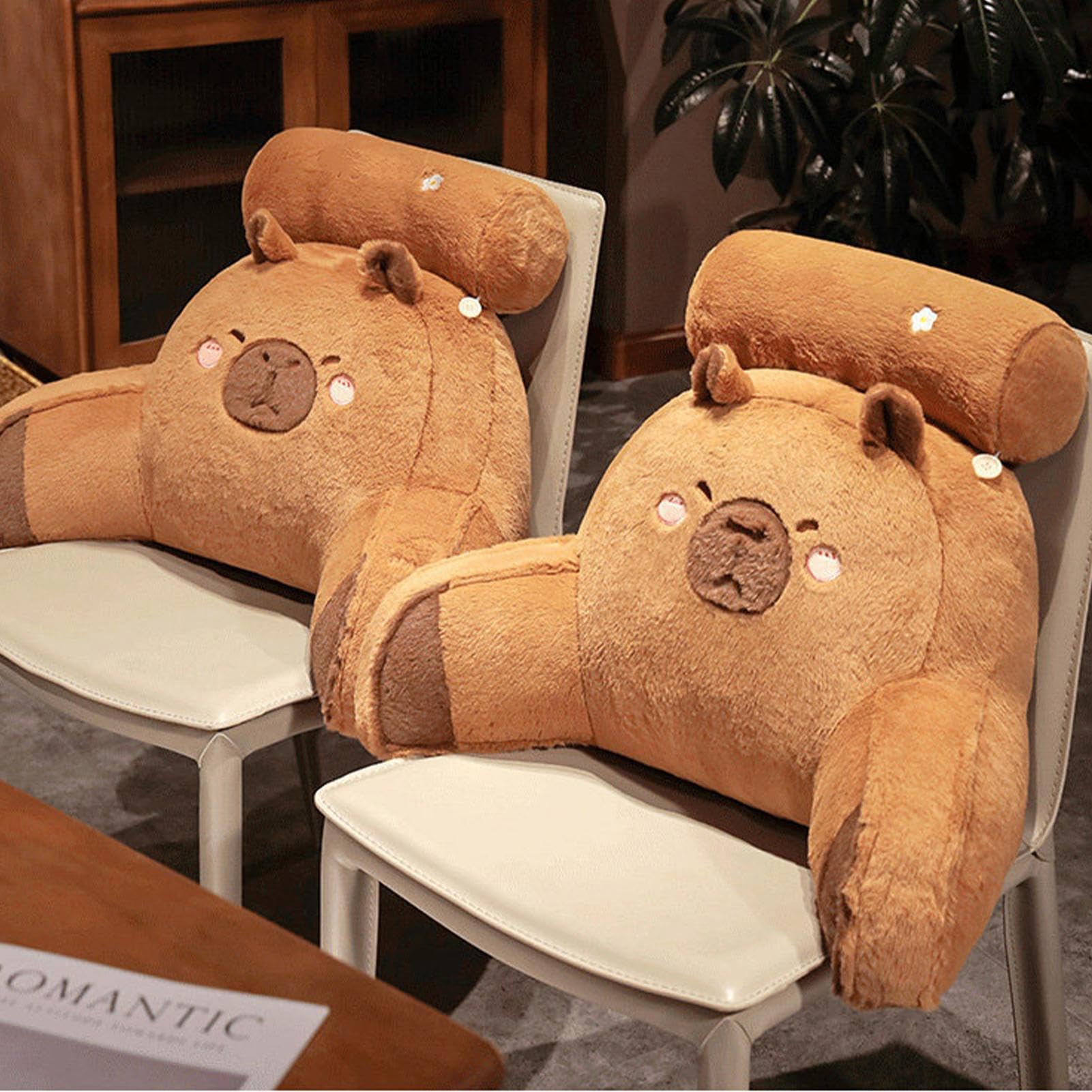 Capybaras Plüschkissen, 60 x 40 cm, PP-Baumwolle, Capybaras, Tier-Plüsch | Lesekissen, niedliches und superweiches Plüschkissen, Nackenstützkissen, Stuhlkissen, abnehmbare Nackenrolle, Sit-Up-Kissen f