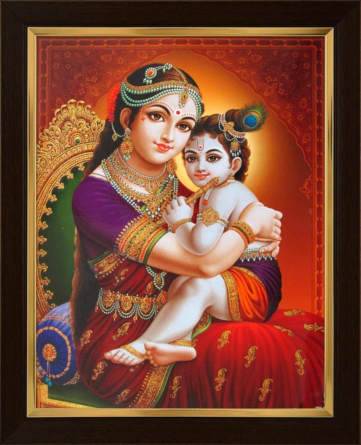 Lord Krishna/Baby Krishna/Bal Krishna with Maiya Yashoda/Sri Krishna Poster 12x18 inch rolled