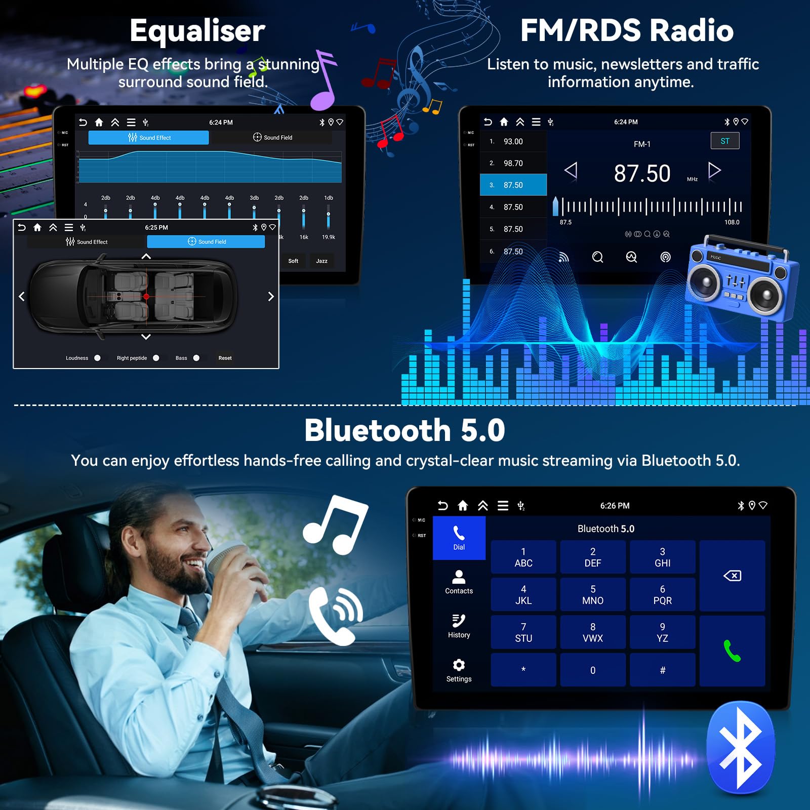 2 Din Android 15.0 Autoradio 9 Pollici HD per Ford Transit 2009-2016 e Ford Focus 2005-2008 - CarPlay Wireless, Android Auto Senza Fili, 4GB RAM + 128GB ROM, GPS Integrato