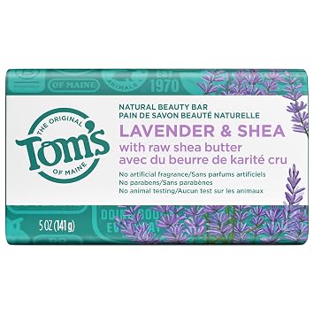 Toms of Maine Natural Beauty Bar Soap, Lavender & Shea With Raw Shea Butter, 5 oz.