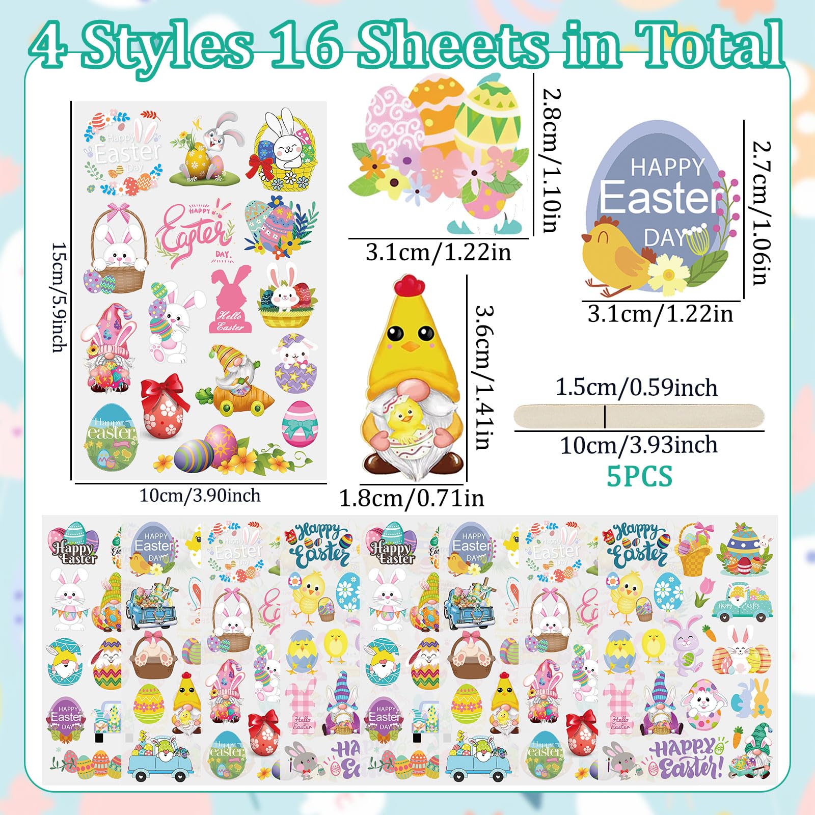 WANDIC Lot De 10 Feuilles D'autocollants De Transfert à