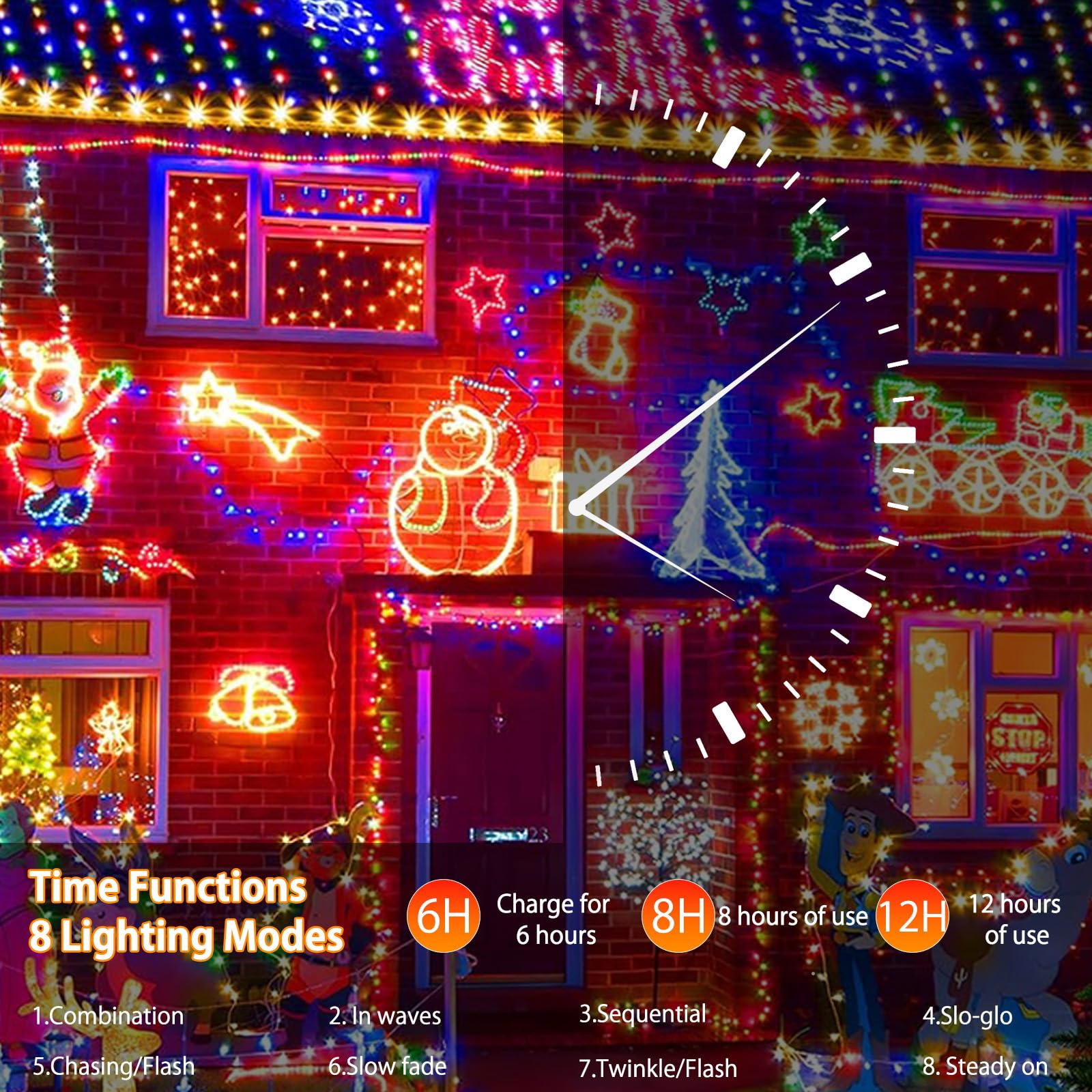 SOLARBABY 2 Pezzi Catena di Luci Solari per Esterni, Catena Luminosa Esterno Solare, 20M 200LED Luci Solari da Giardino 8 Modalità Luce Esterno Decorazioni per Giardino,Natale,Matrimonio-Colorato