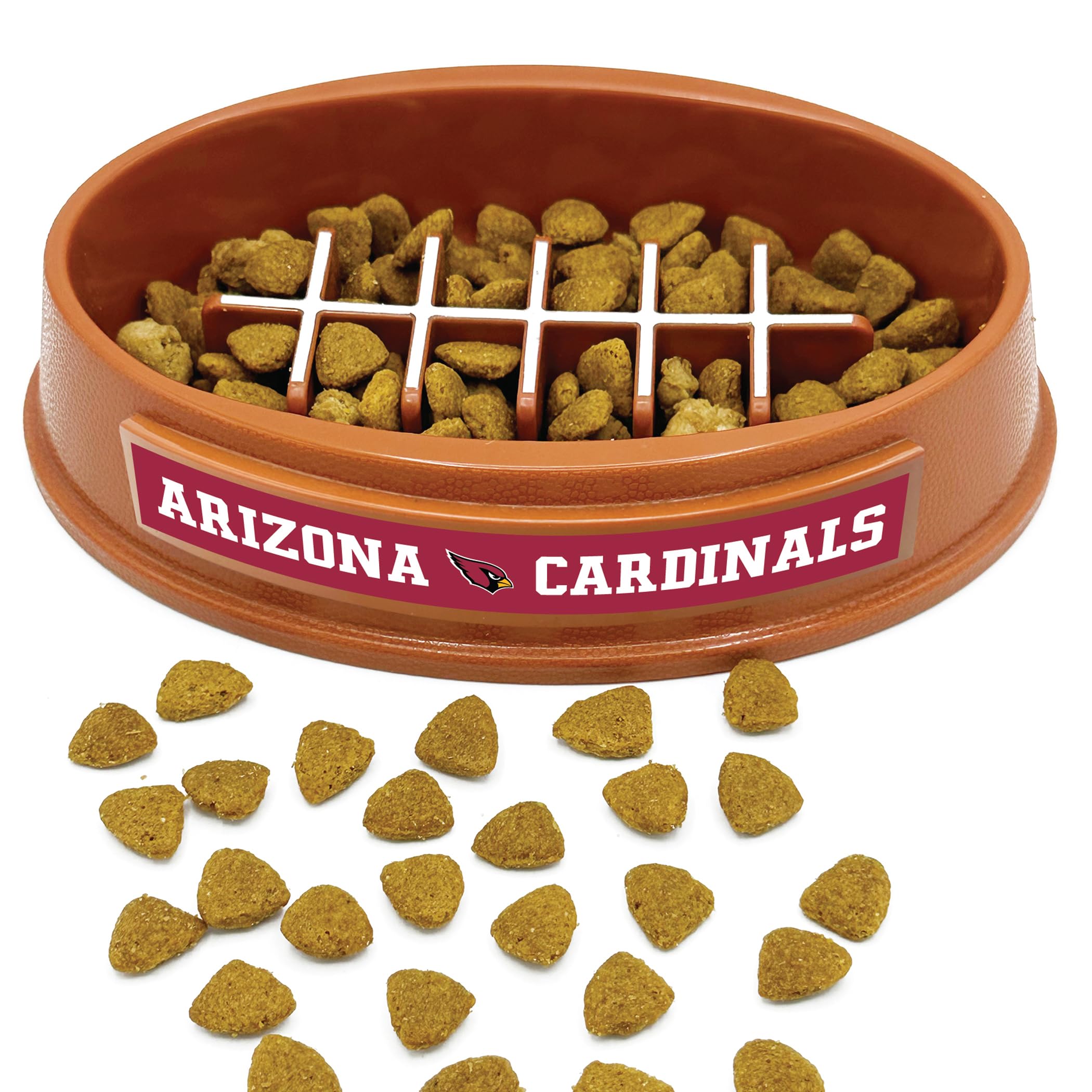 NFL Super-Bowl Arizona Cardinals Slow Feeder Dog &amp; Cat Bowl. Football Design for Healthy Digestion. Non-Slip for Large &amp; Small Pets