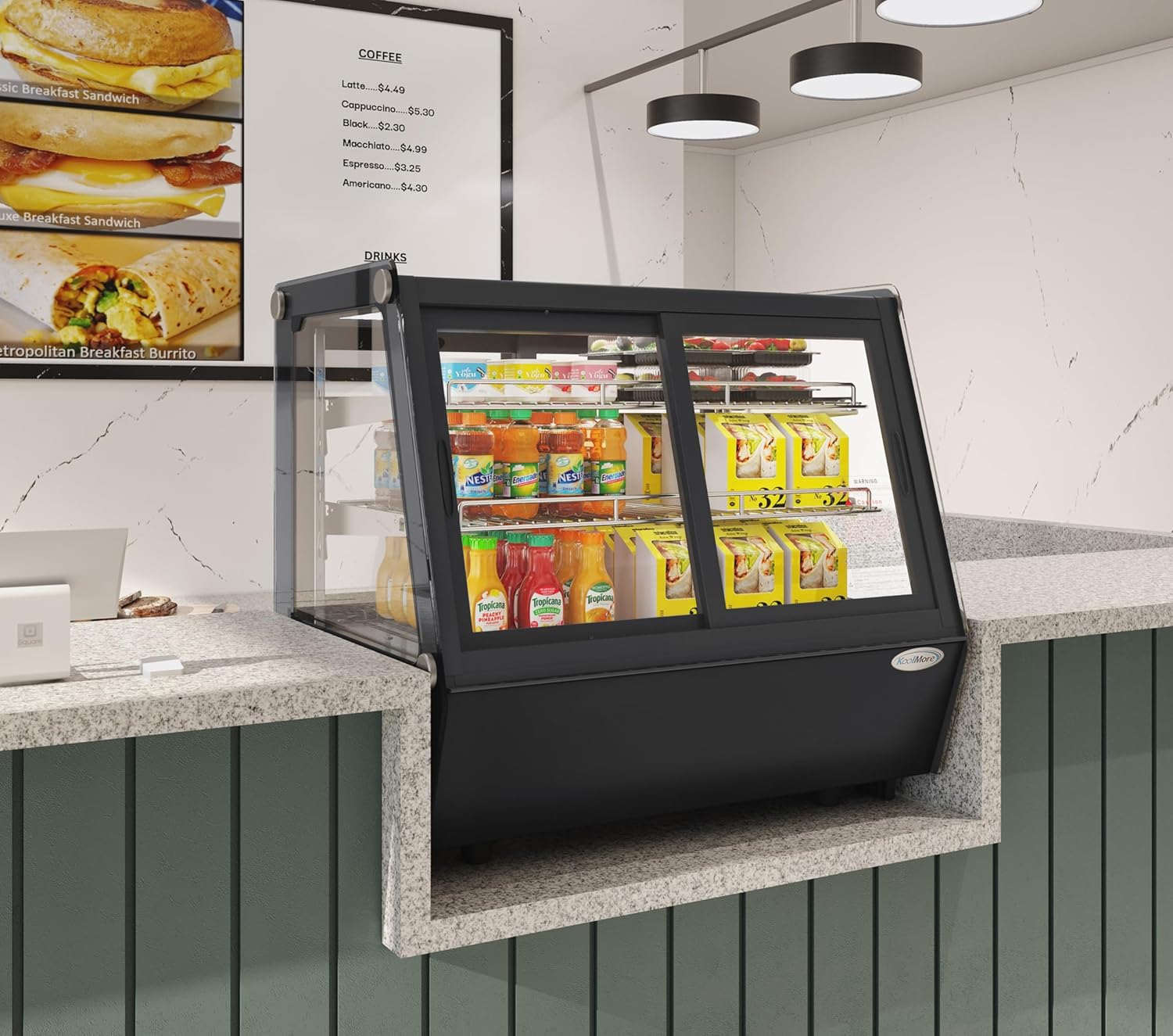 KoolMore 28 in. Self-Service Countertop Bakery Display Refrigerator in Black (CDC-125-BK)