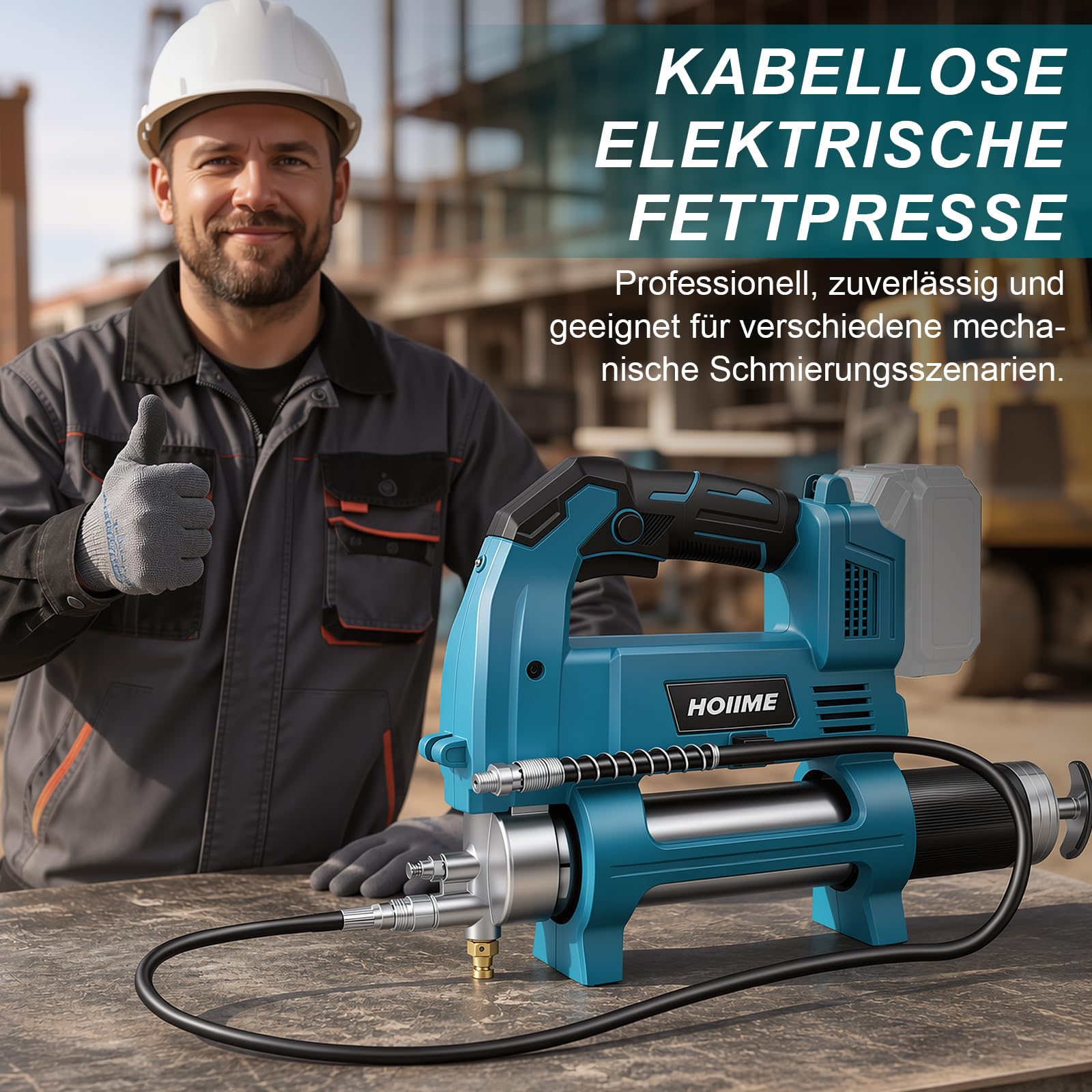 Akku-Fettpresse für Mak-ita 18V Akku, elektrische Fettpresse mit 30cm 90cm Hochdruckschlauch, 12000 PSI Druck, perfekt für LKWs, Bauernhöfe, BAU und DIY (ohne Akku)