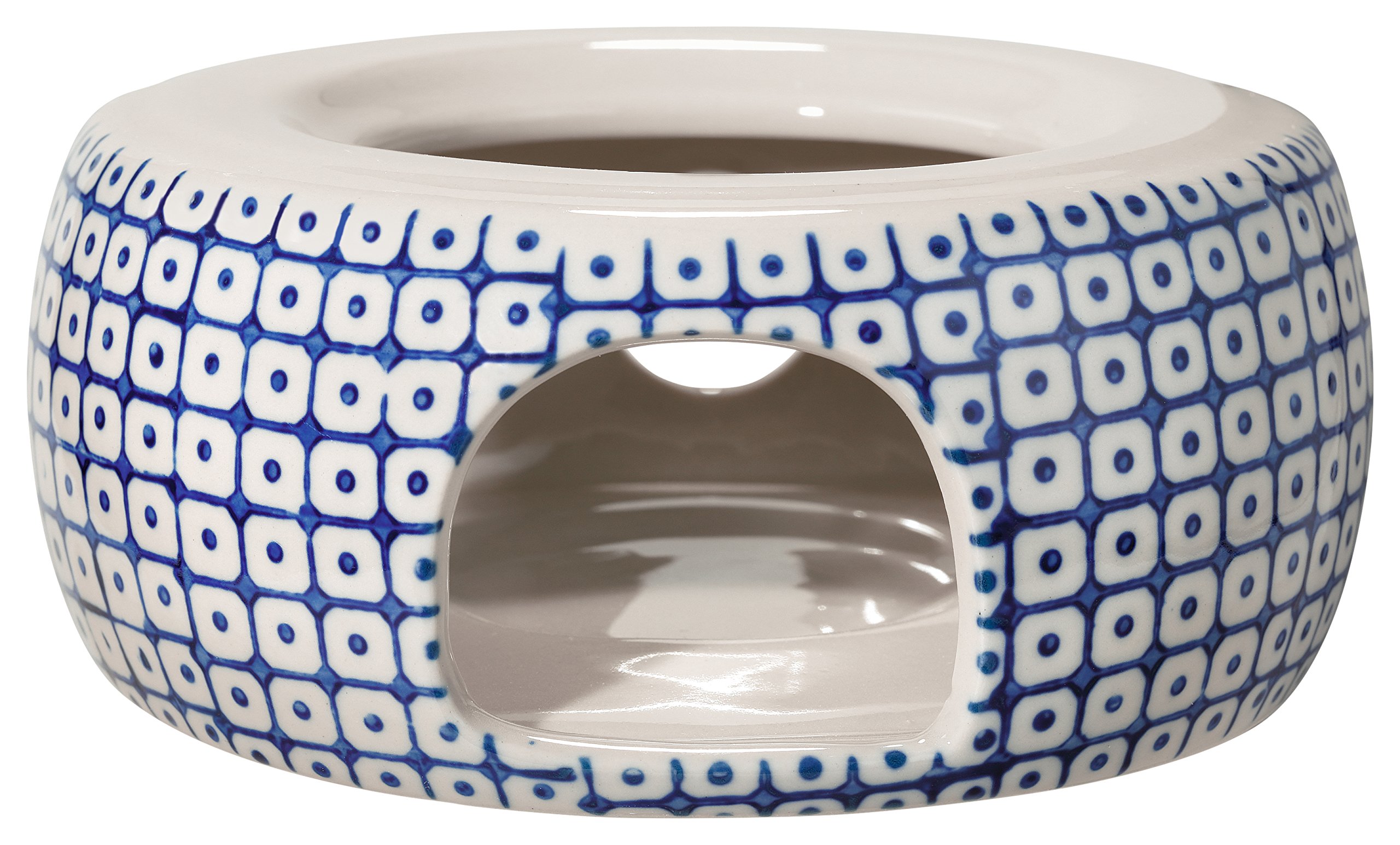 Bloomingville Ceramic Teepot Heater Carla Lapis - colorful Pot Holder Warmer Size ø 14,5 cm Dia 7.75'' H 2.5'', Stoneware, lapis-blue