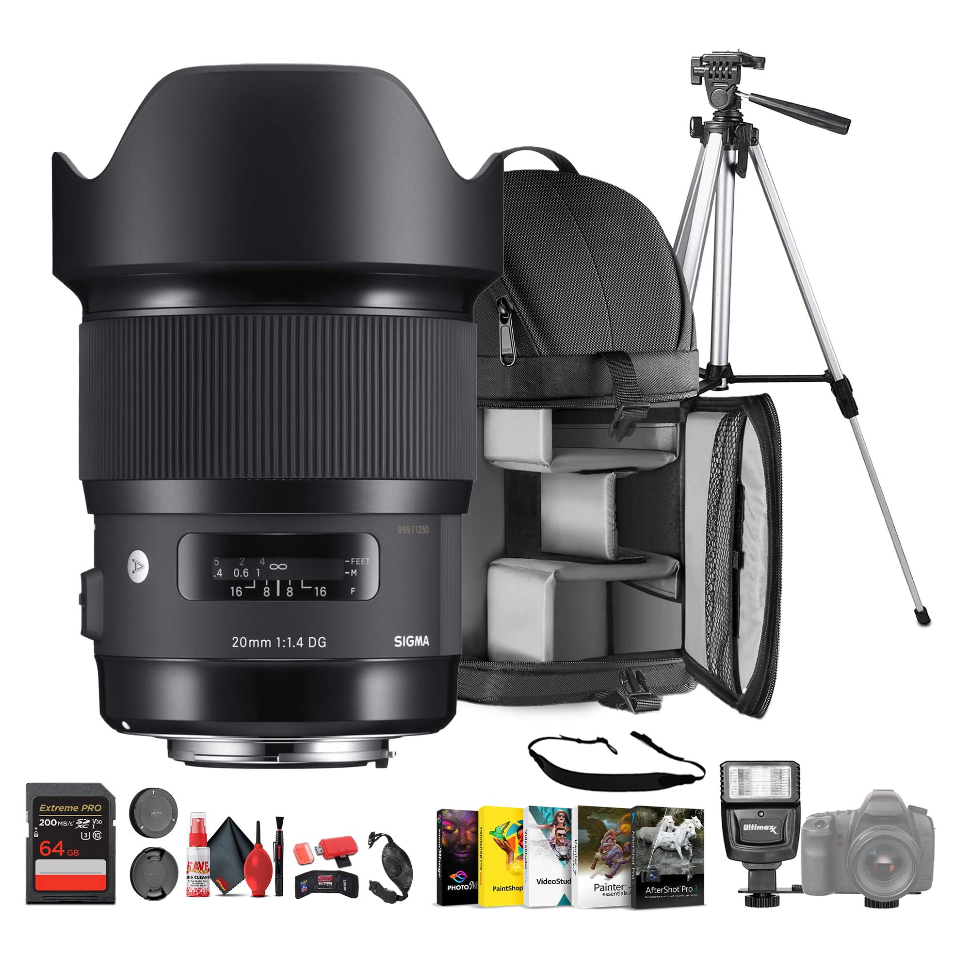 Sigma 20mm f/1.4 DG HSM Art Lens (412965) for Sony E Mount Bundle Perfect for Professional Portraits Weddings Indoor/Outdoor Adventure Wildlife Travel & Vacation use Plus Accessories