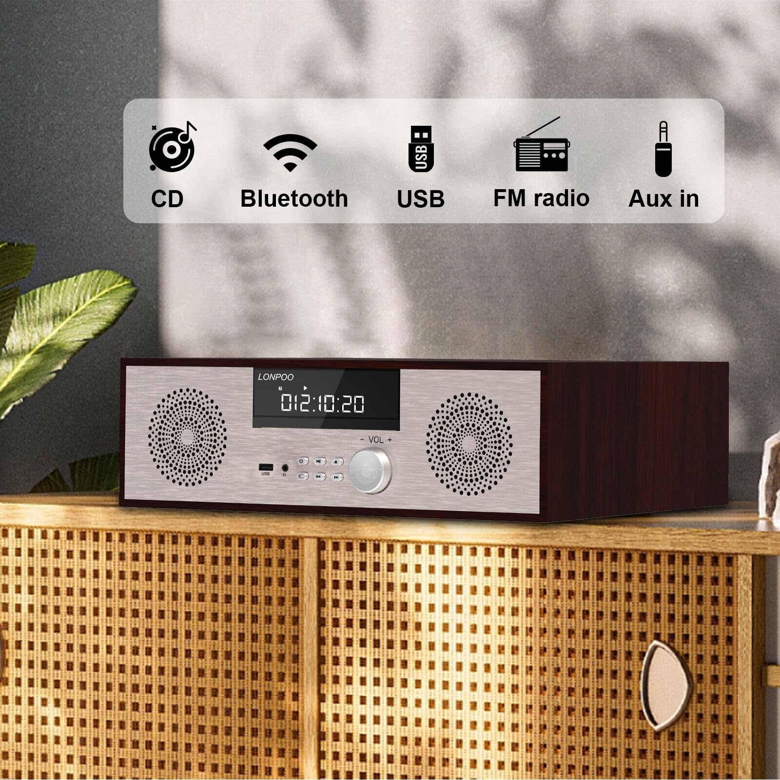 Compact Micro HiFi System CD 40W RMS Bluetooth Aux - Dettaglio