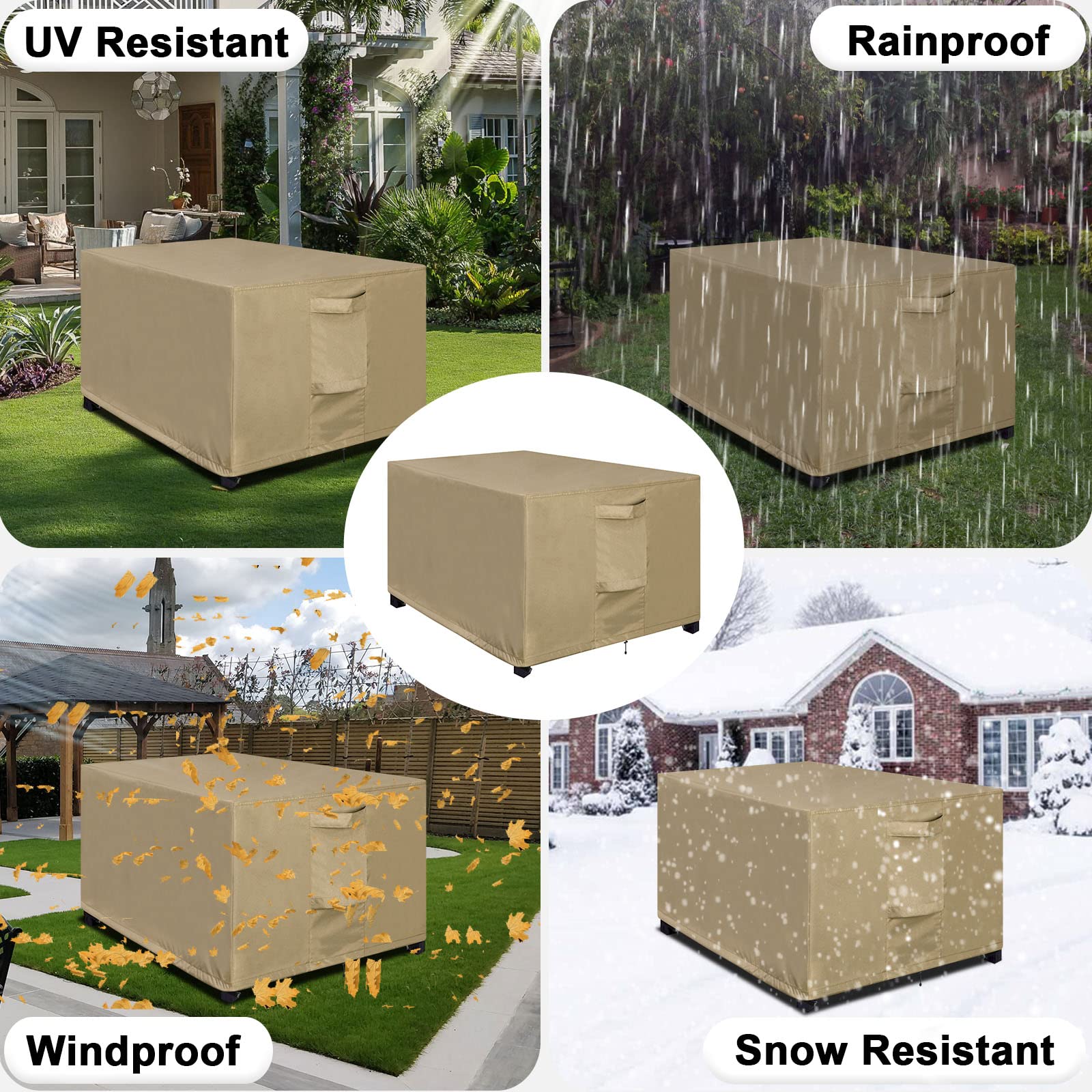OutdoorLines Wodoodporne pokrowce na tarasy na zewnątrz – prostokątny, odporny na promieniowanie UV pokrowiec na stolik pomocniczy na patio, wiatroszczelny, wytrzymały pokrowiec na meble 80 dł. x 61