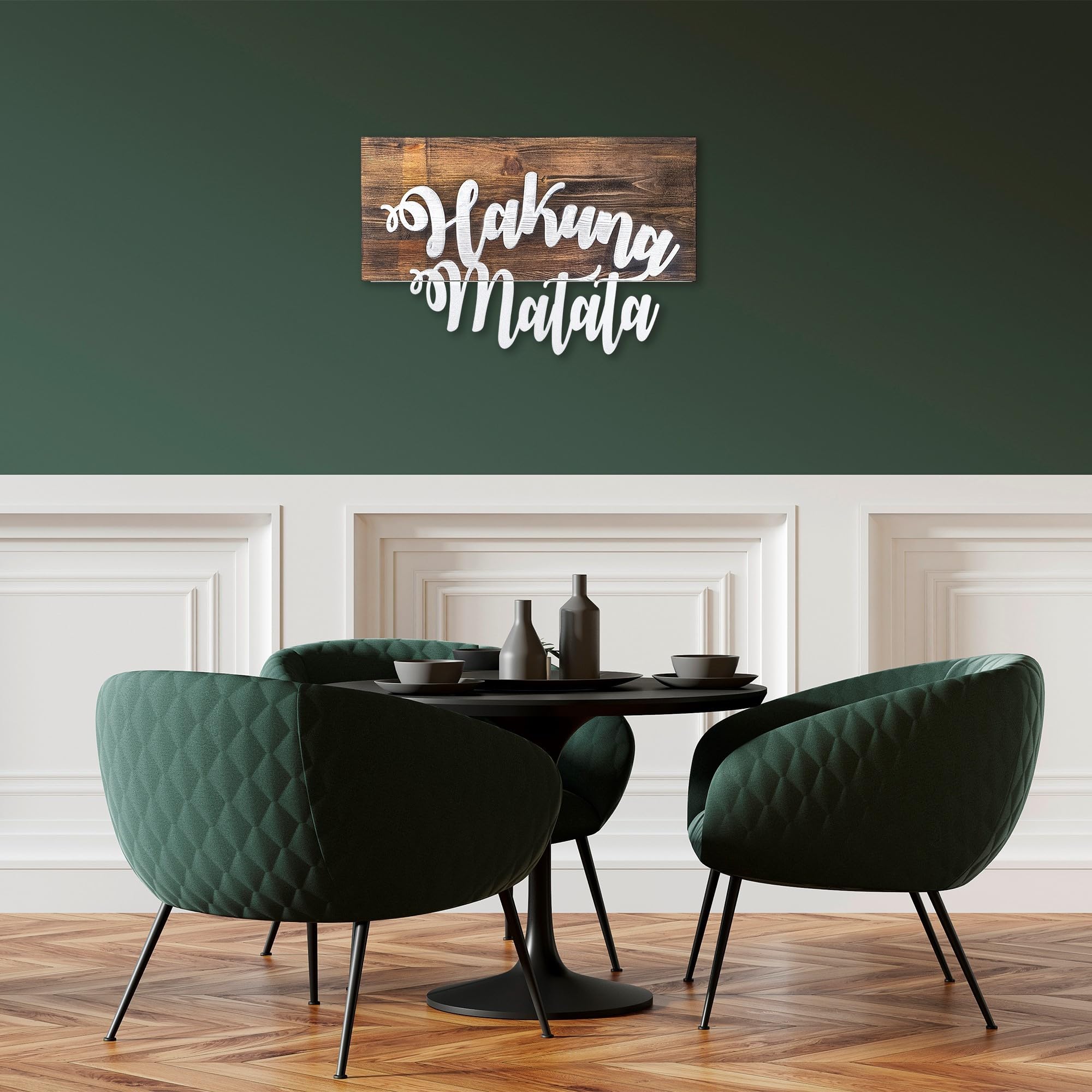 Elegant Decorative Wooden Wall Accessory, 38 x 58 cm, Walnut & Silver, 50% Wood (3 cm) & 50% Metal (1.5 mm), Wall Mountable, Unique Texture