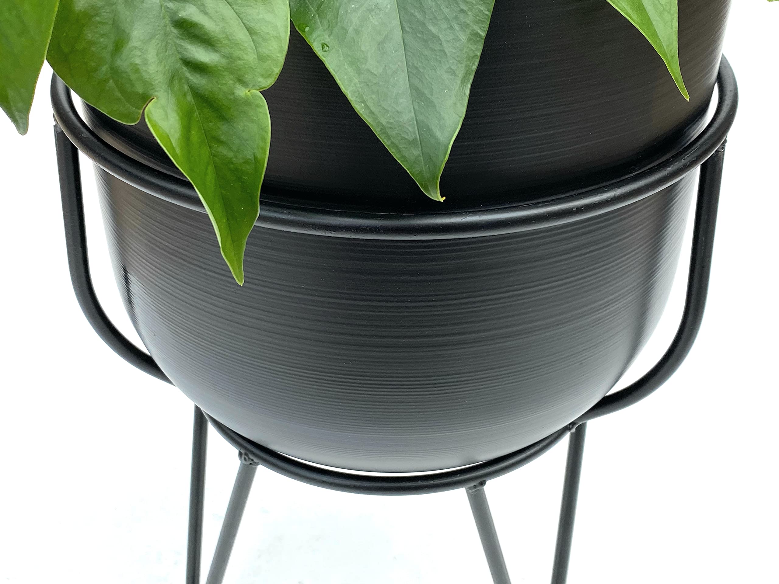 DanDiBo Sgabello per fiori in metallo con vaso, nero, argento, 25 – 45 cm, supporto per fiori 96257, moderno supporto per piante (S – altezza 25 cm