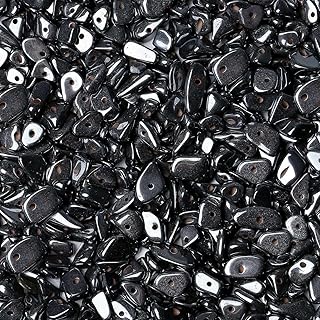 LAIDANLA Black Hematite 400pcs Natural Chip Stone Beads 5-8mm Healing Crystal Irregular Gemstones Drilled DIY Loose Rocks Bead Crystal for Bracelet Earrings Necklace Jewelry Making Crafting