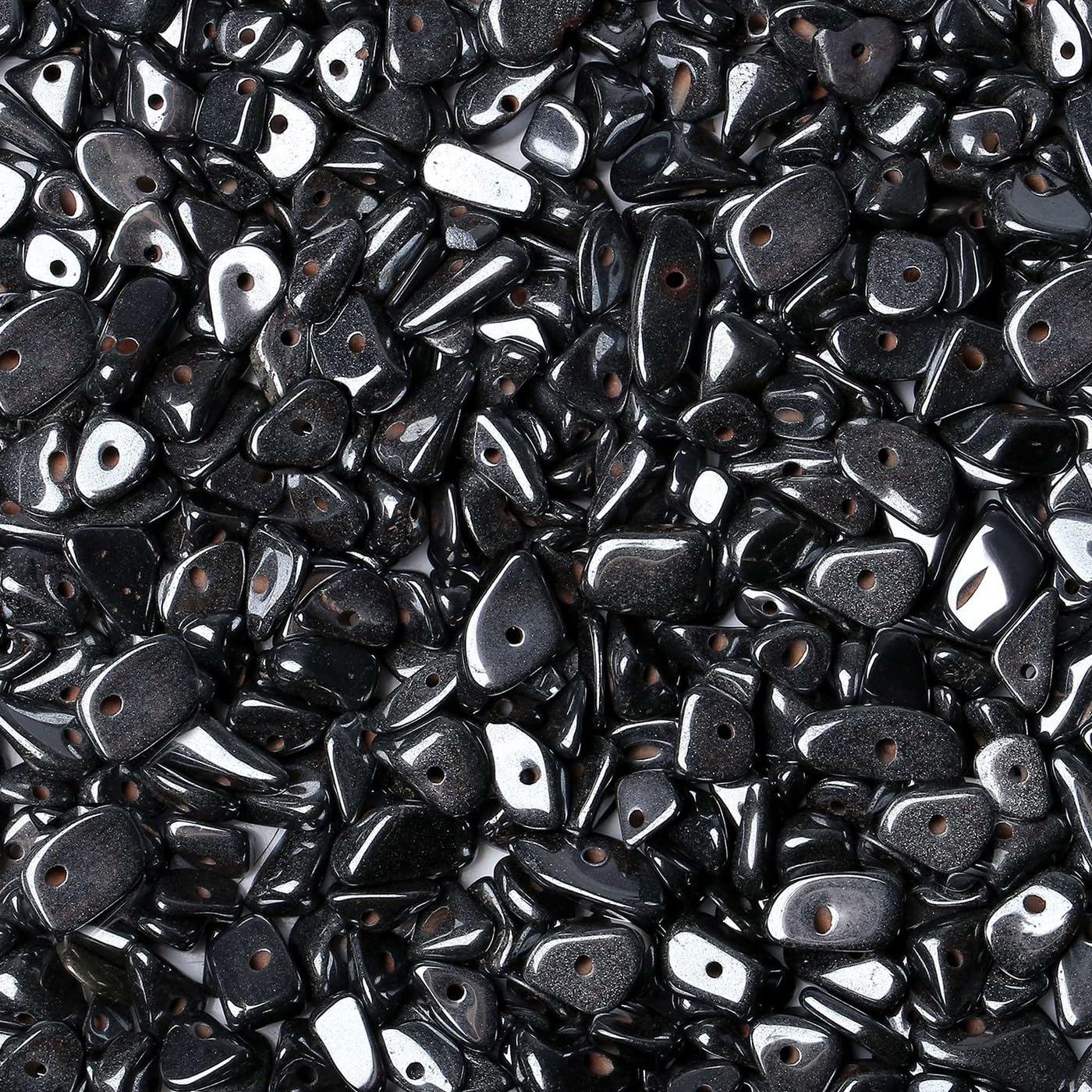 LAIDANLA Black Hematite 400pcs Natural Chip Stone Beads 5-8mm
