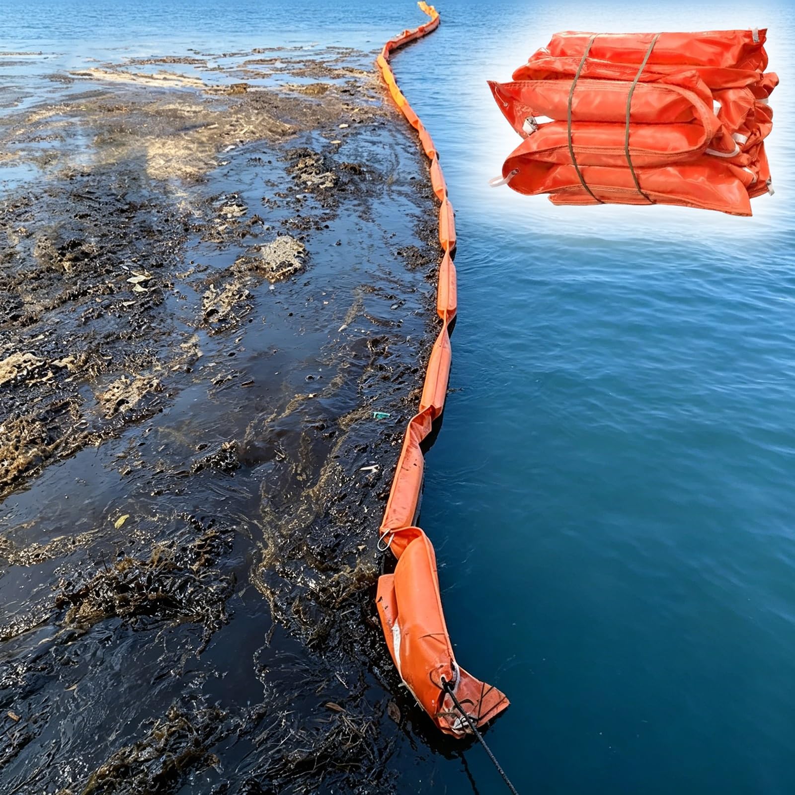 Barrage flottant PVC anti-hydrocarbures de 10m pour confinement d'urgence en milieu portuaire