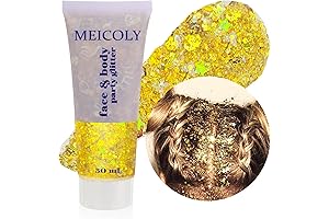 14 Color Gold Face Makeup, MEICOLY Chunky Body Glitter, Carnival Sequins Hair Glitter for Women