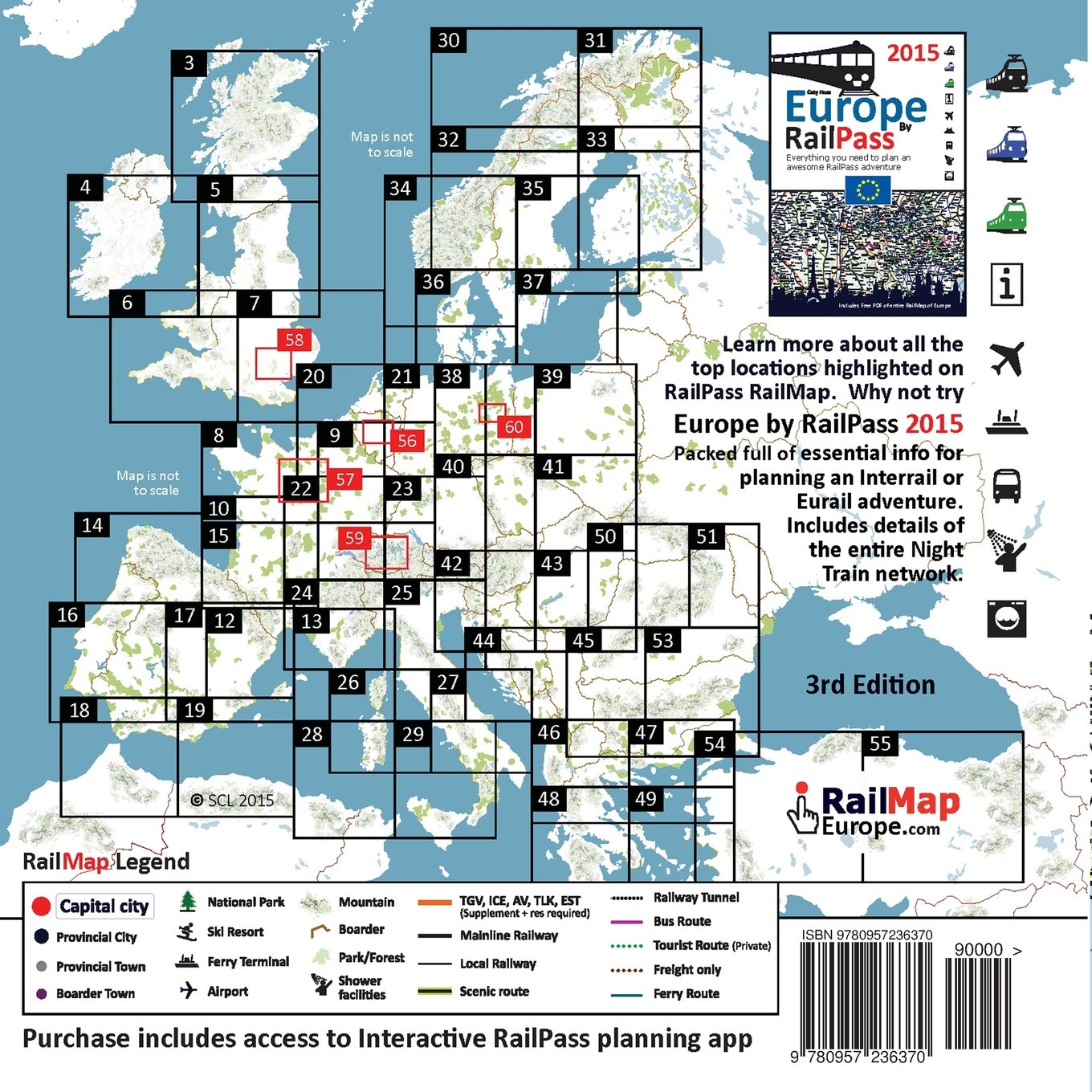 RailPass RailMap Europe 2015: Icon illustrated Railway Atlas of Europe, Turkey and Morocco designed for Interrail and Eurail pass holders
