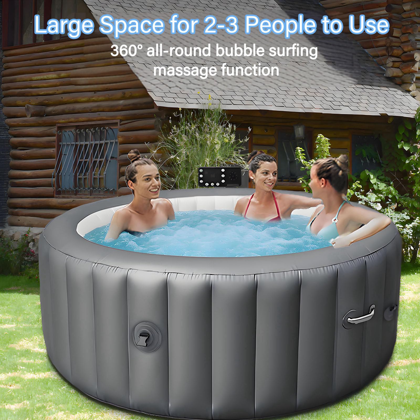 Vasca Idromassaggio Gonfiabile, Spa da Esterno per 2-6 Persone, Spa Portatile con 120 Gettoni a Bolle Rilassanti, Copertura e 2 Filtri Inclusi, per Piscina SPA da Interno ed Esterno S