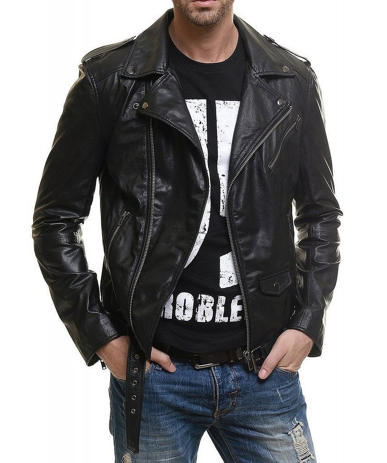 Laverapelle Men's Genuine Lambskin Leather Jacket (Black, Custom, polyester Lining) - 1501177
