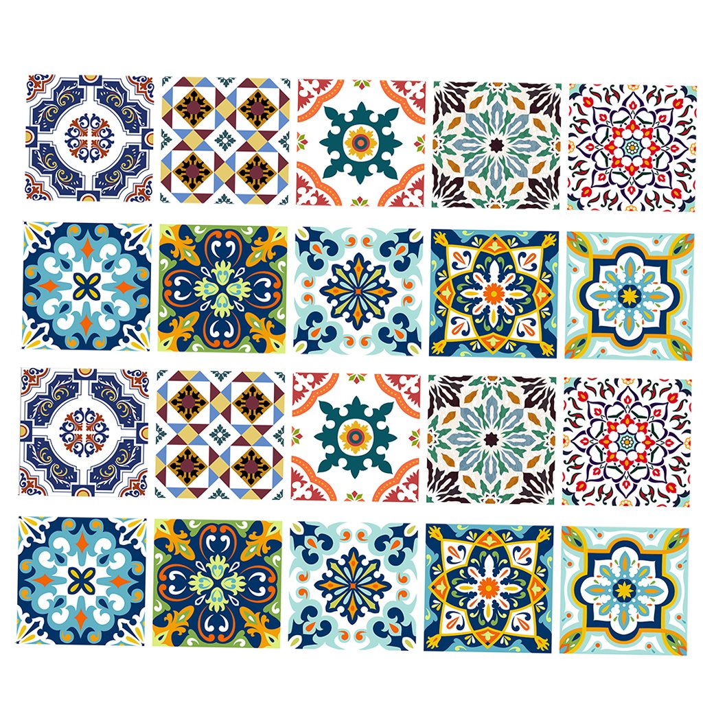 SKKWJEGE 20 Pieces Mosaic Wall Tiles Stickers Kitchen Bathroom Tile Decals #1 10x10 cm