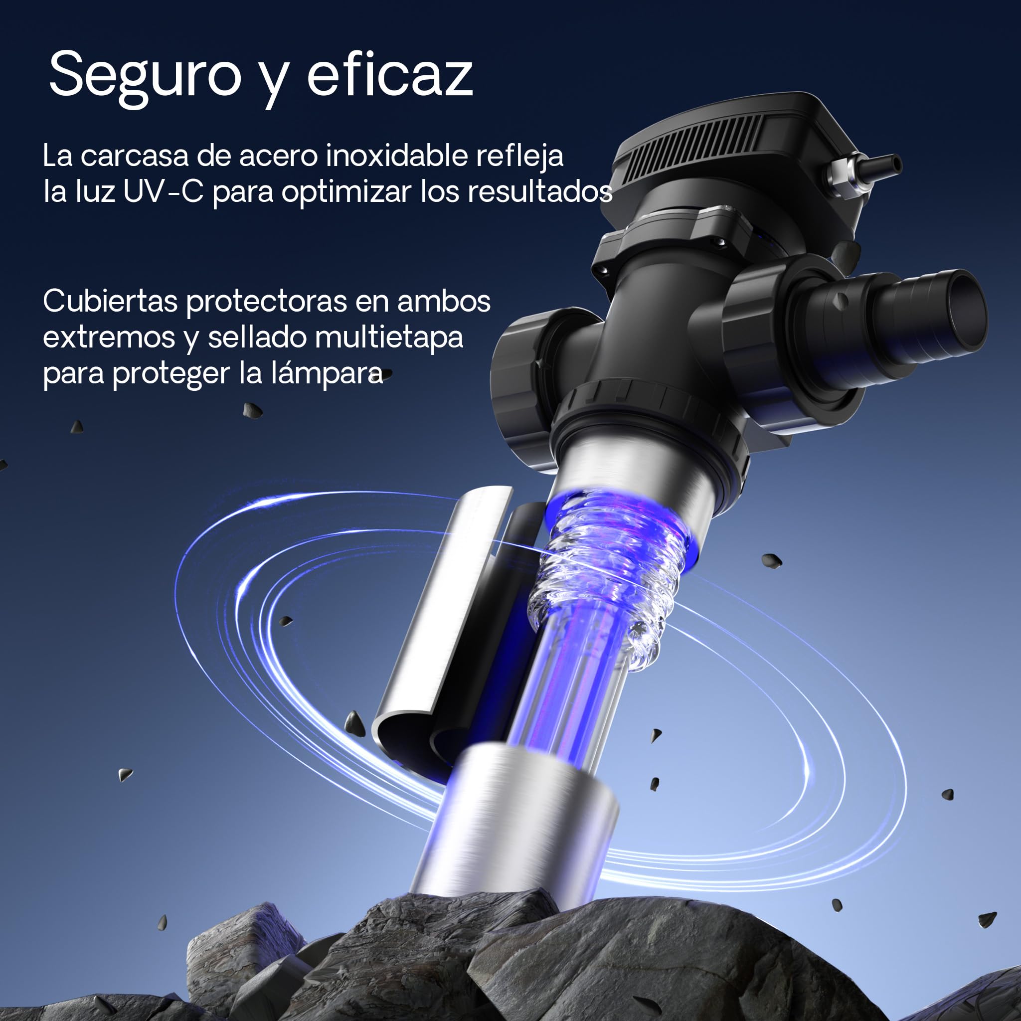SunSun CUV-736 clarificador Agua Estanque Acero Inoxidable Filtro luz UV 36W aclarador Agua jardín