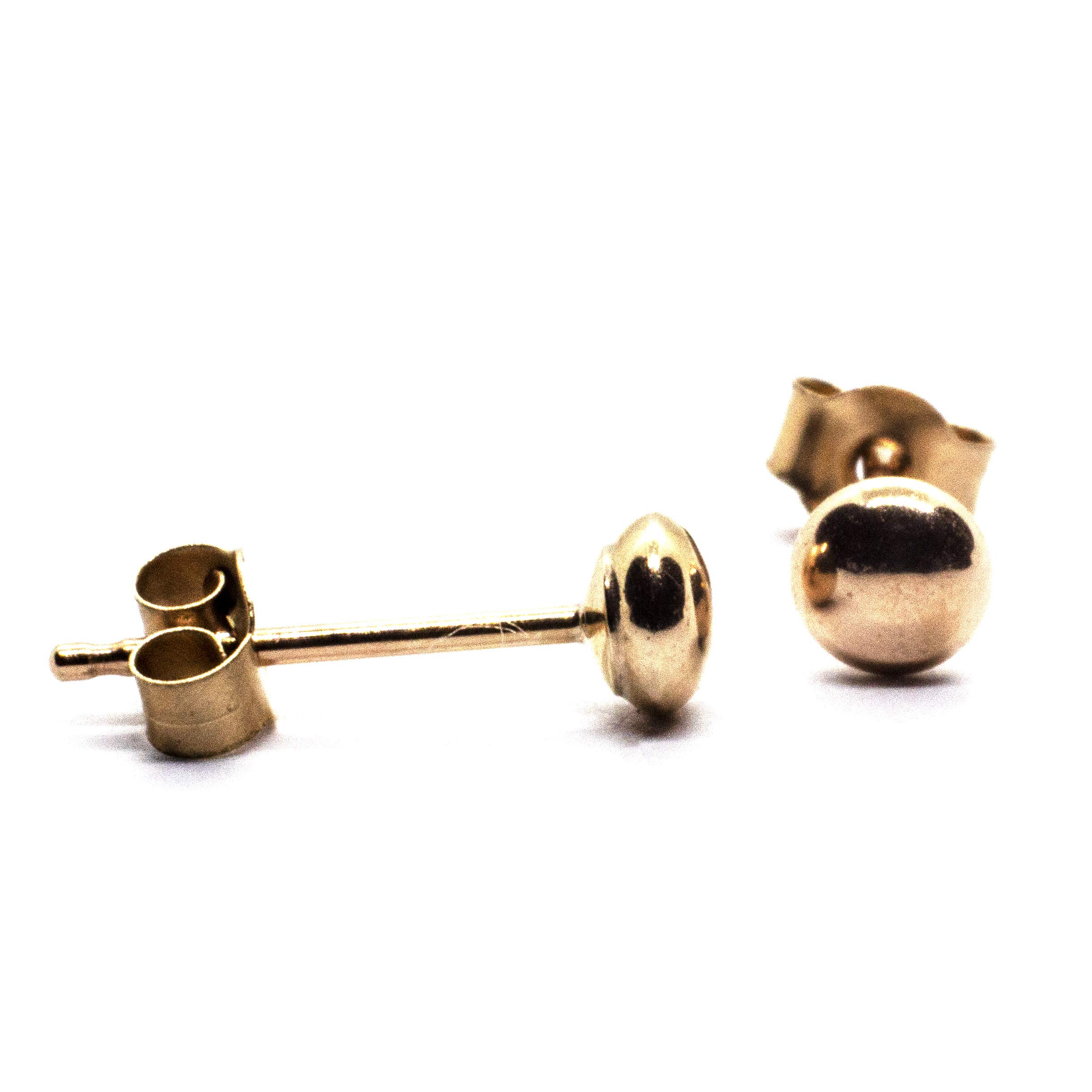 Pendiente de tuerca infantil, 3 mm, oro de 9 ct.