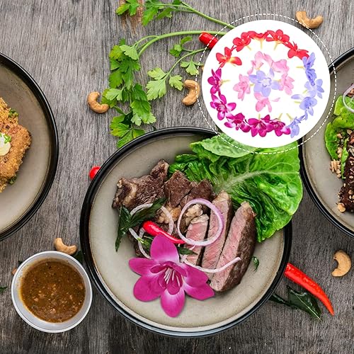 Miniatura 8 de BESTonZON 20 piezas de decoración de platos artificiales para sushi y sashimi, decoración de platos fríos con adornos de plantas multiusos, rosa,