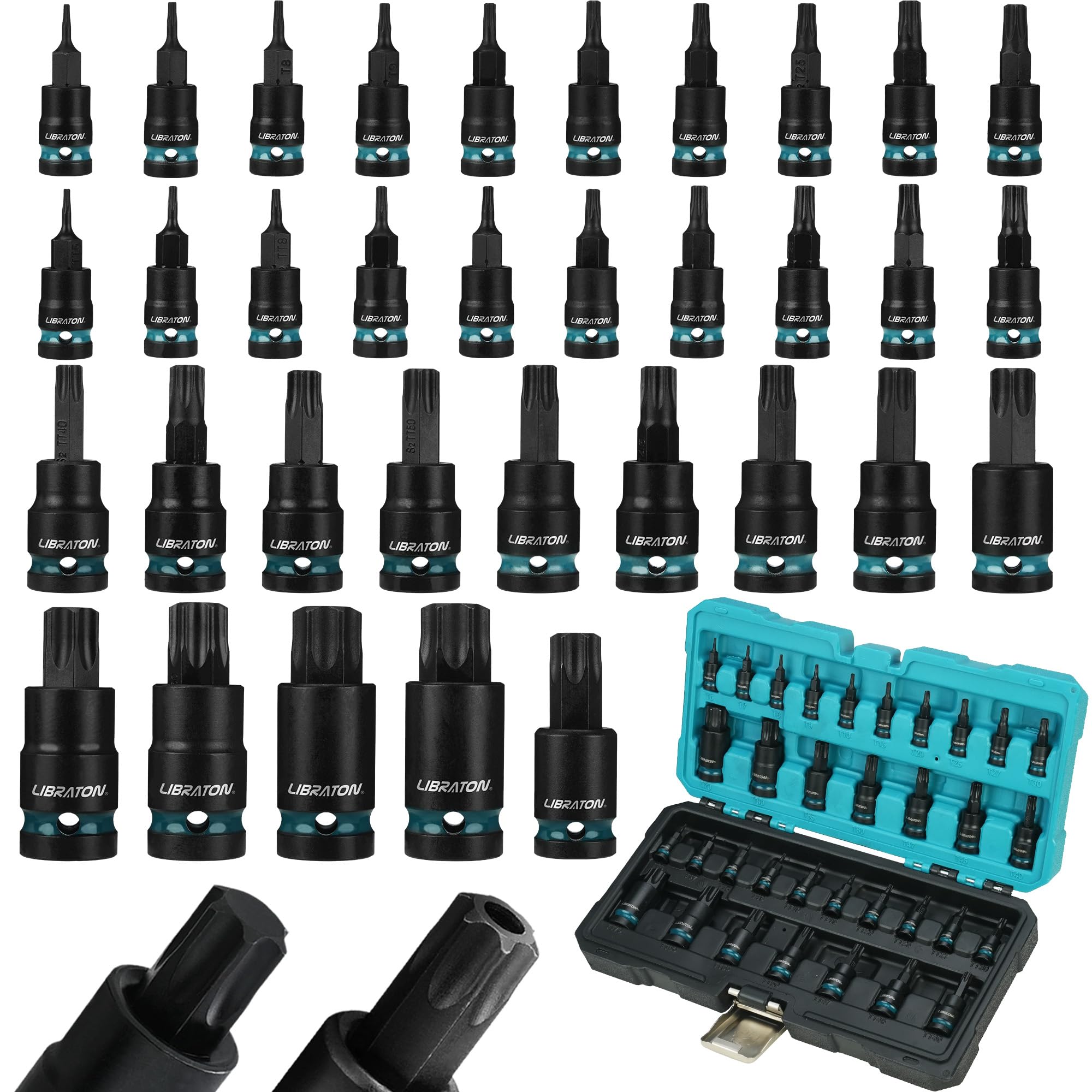 LIBRATON Set d'Embouts Torx à Choc 34 Pièces