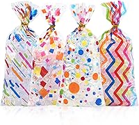 Vista 33 de 100 bolsas de celofán, bolsas de celofán transparente de 4 x 6 pulgadas, 100 lazos giratorios, para envolver regalos, embalaje de dulces, postres