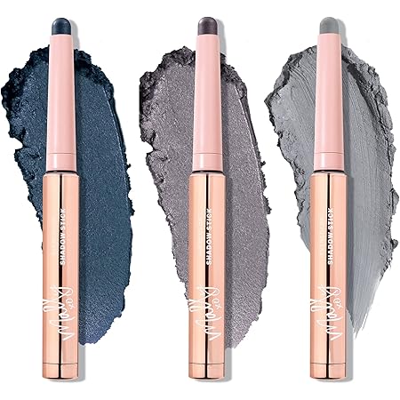 Mally BeautyEvercolor Eyeshadow Stick Trio - Deep Blues - Waterproof and Crease-Proof Formula - Easy-to-Apply Buildable Color - Cream Shadow Stick - Matte and Shimmer Finish