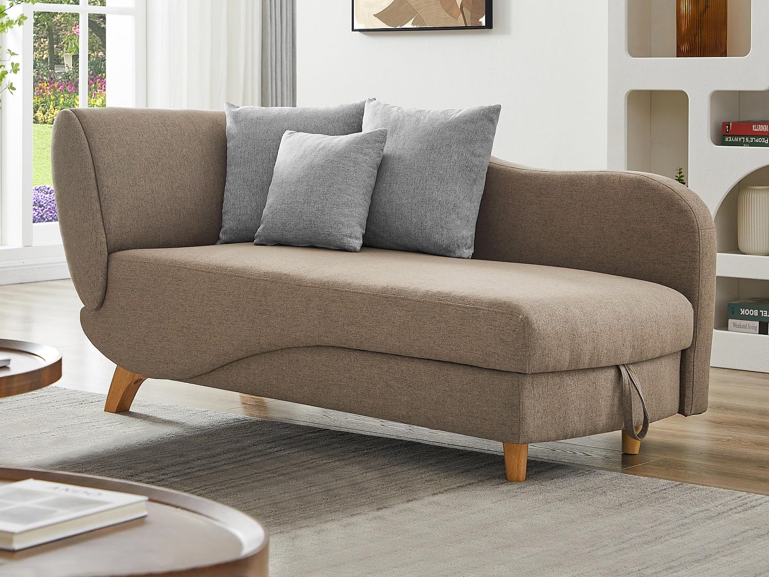 Vente-unique Recamiere mit Schlaffunktion & Stauraum - Ecke Links - Stoff - Braun - Penelope