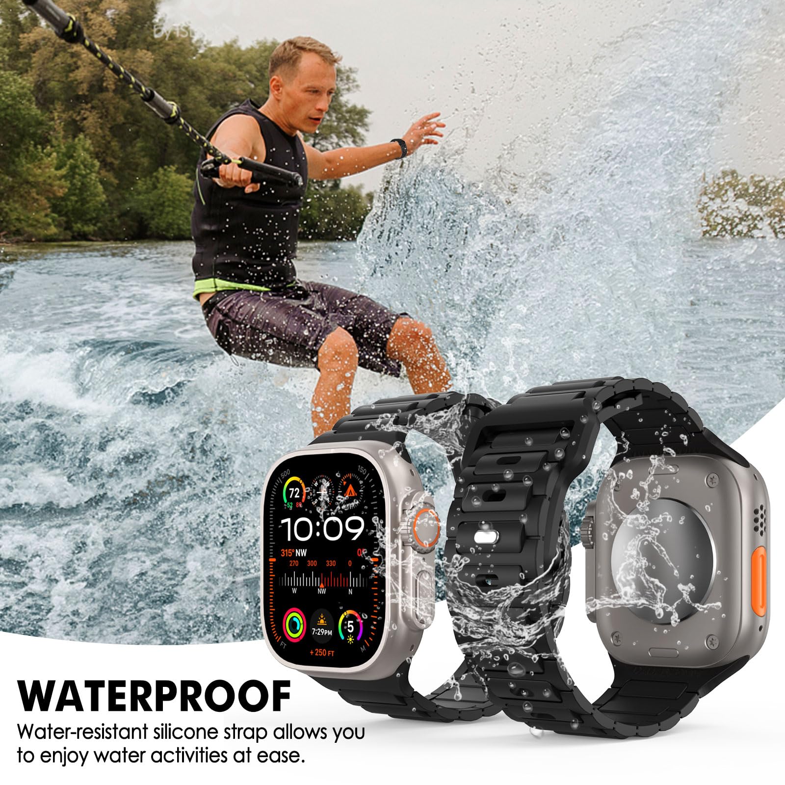 MoKo Cinturino Compatibile con Apple Watch Ultra 2 49mm 46mm 45mm 44mm 42mm per Uomo Donna, Cinturino di Ricambio Sportivi in Silicone per iWatch Apple Watch Serie 10 9 8 7 6 5 SE Ultra 2