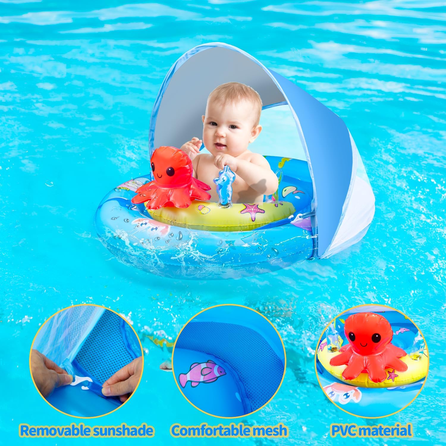 Toddler Pool Float Pool Floats Kids With Canopy,Interactive Play