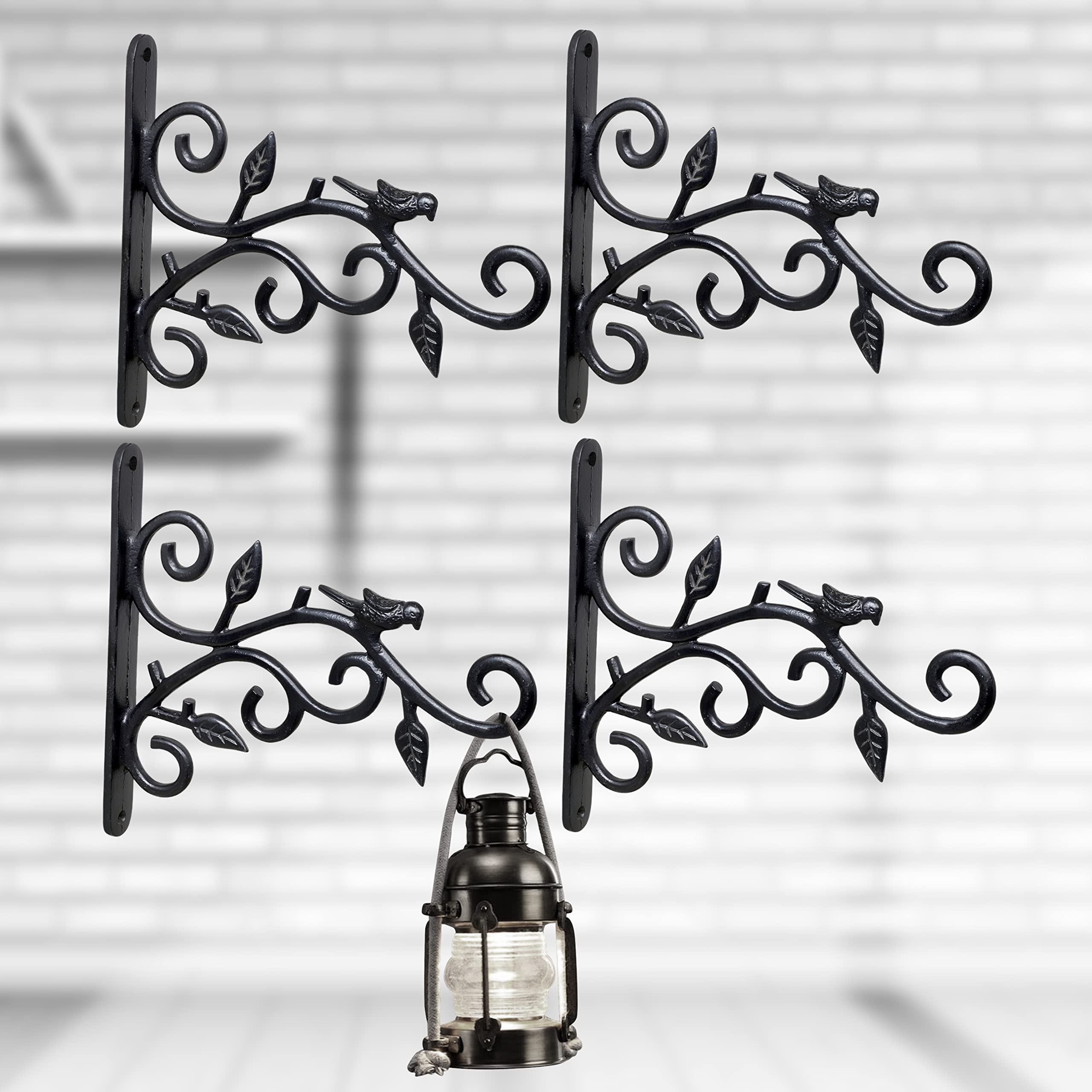 (RES)Metal Wall Hook Hanging Plant Bracket | Decorative Straight Plant Hanger for Pots Bird Feeders Planters, Lanterns, Cotton Wind Chimes Indoor and Outdoor, Hanger (Pack Of 4, Black 25)-image-46