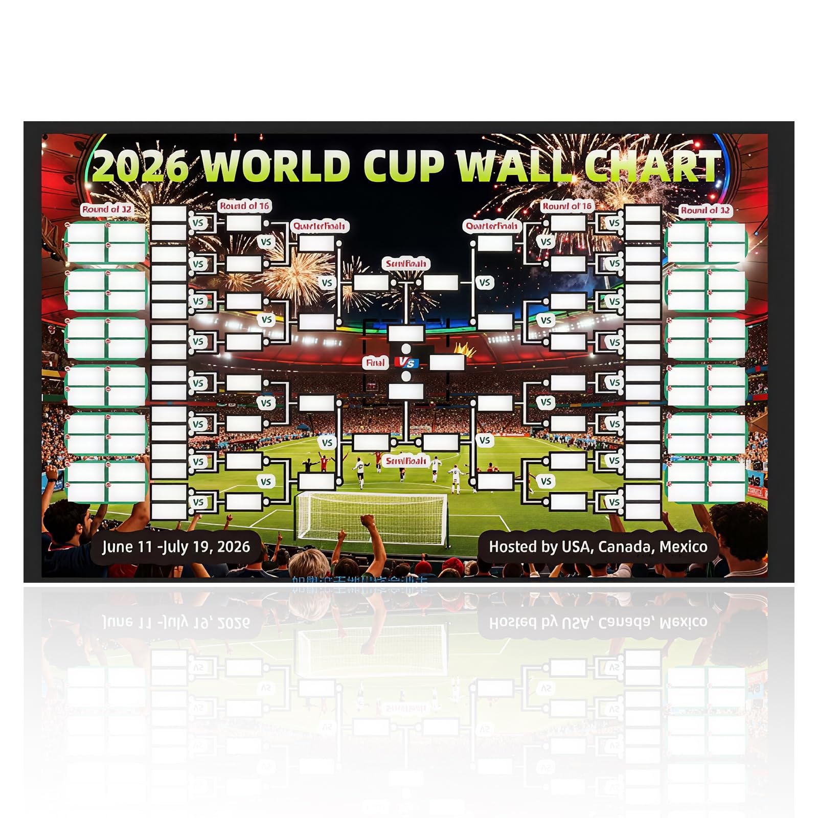 Mondiali 2026 Poster 100x70 cm Calendario Coppa del Mondo Programma Partite Mappa