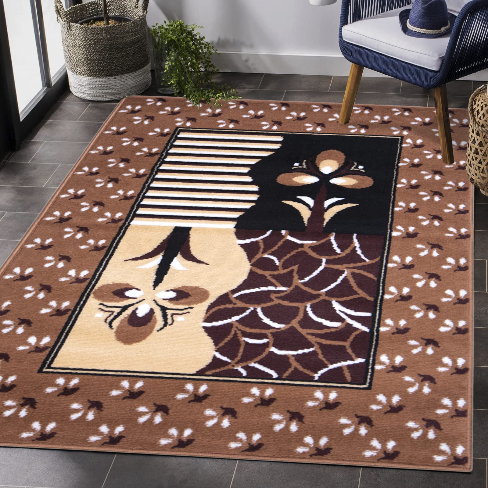 Carpet Galore Modern Flowers & Petals Design Thick Pile Soft Touch Carpet for Home| Bedroom | Living Room Multiple Sizes and Colours Available (180x235 cm (6x8 Feet), Gold)