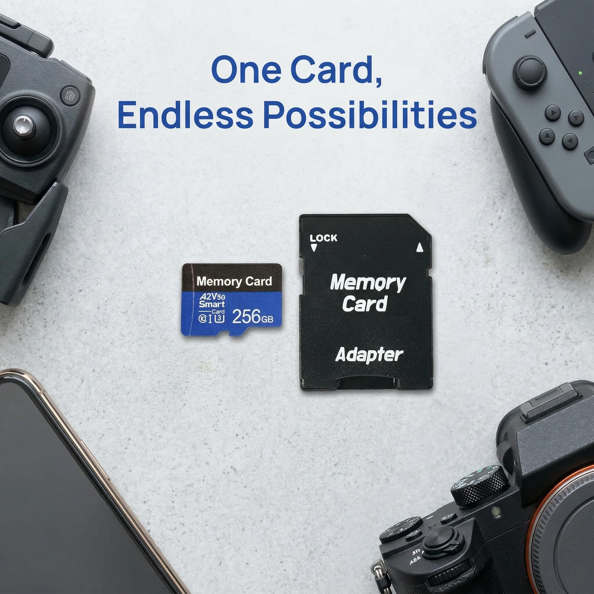 Tarjeta Micro SDXC SD Card 256GB Alta Velocidad (A2, U3, V30, Clase 10) con Adaptador SD Tarjeta de Memoria para Cámara,Teléfono,Tablet,Switch,Videocámara, Micro SDXC SD Card - 4