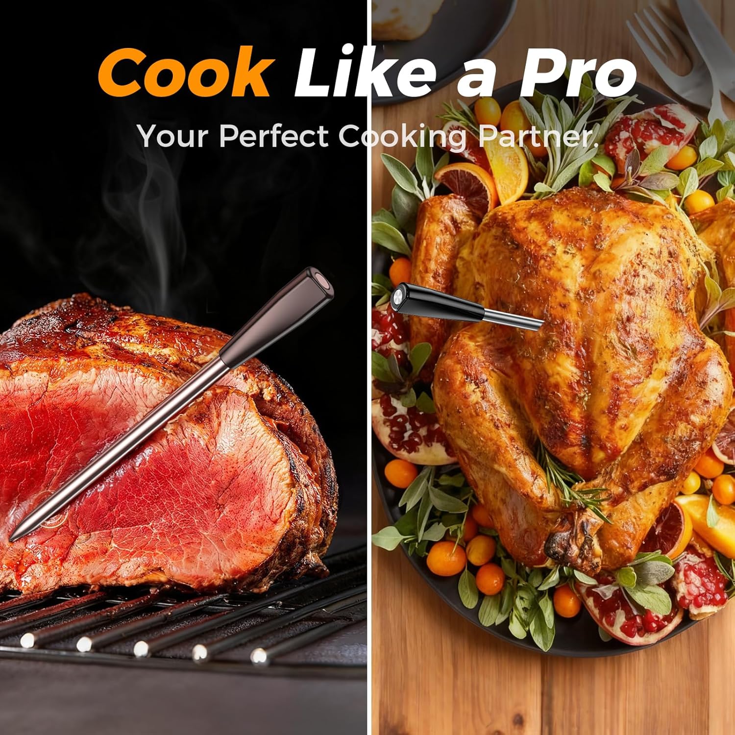 Smart Wireless Meat Thermometer,Digital Cooking Thermometer with Dual High-Accuracy Sensors,Ceramic Heat-Resistant Probe, Instant Read LCD & App Control for Kitchen,BBQ,Oven,Grill,Air Fryer - Image 5