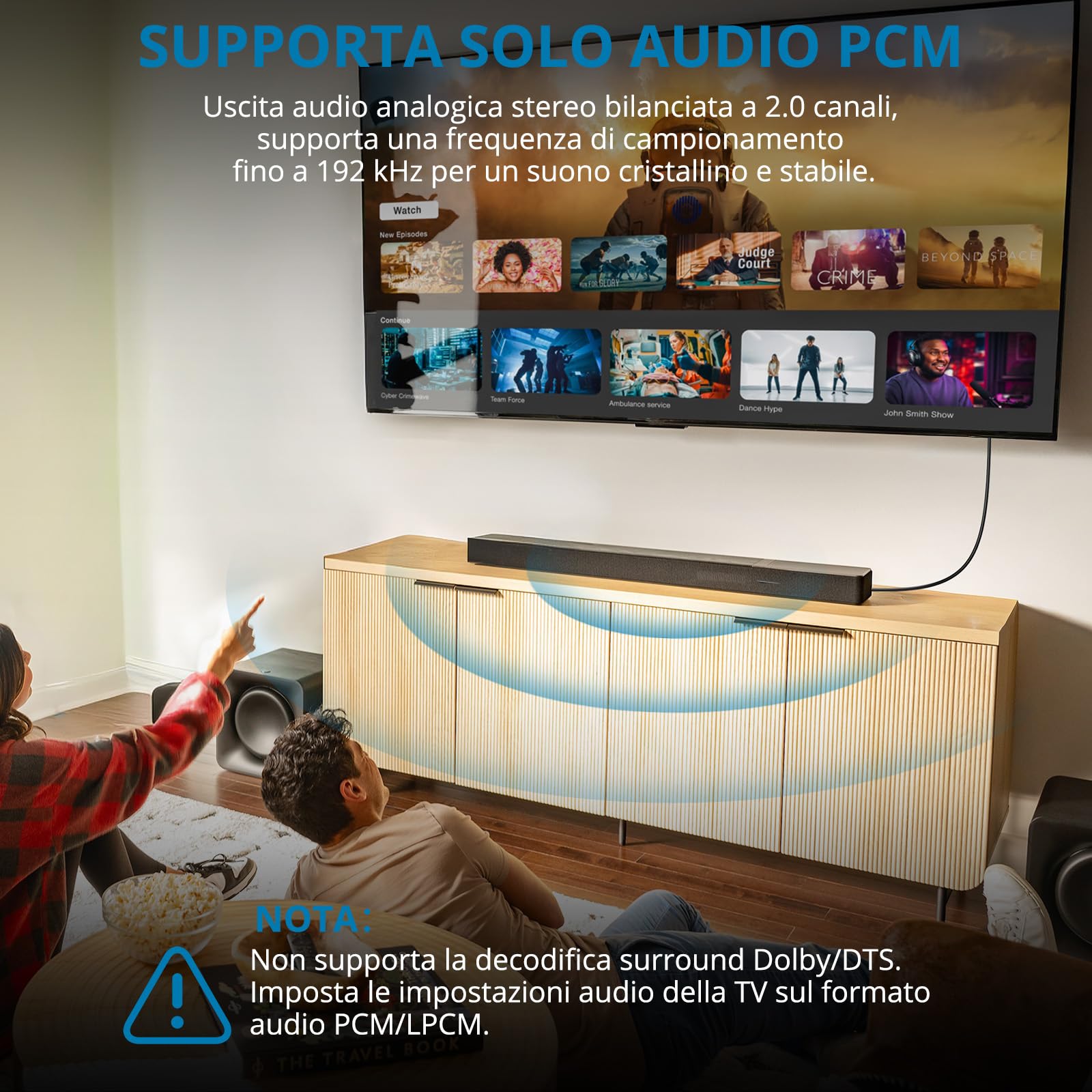 AUTOUTLET Convertitore Audio HDMI eARC/ARC a RCA 192KHz/24bit Supporta CEC PCM 2.0 Cavo 150 cm