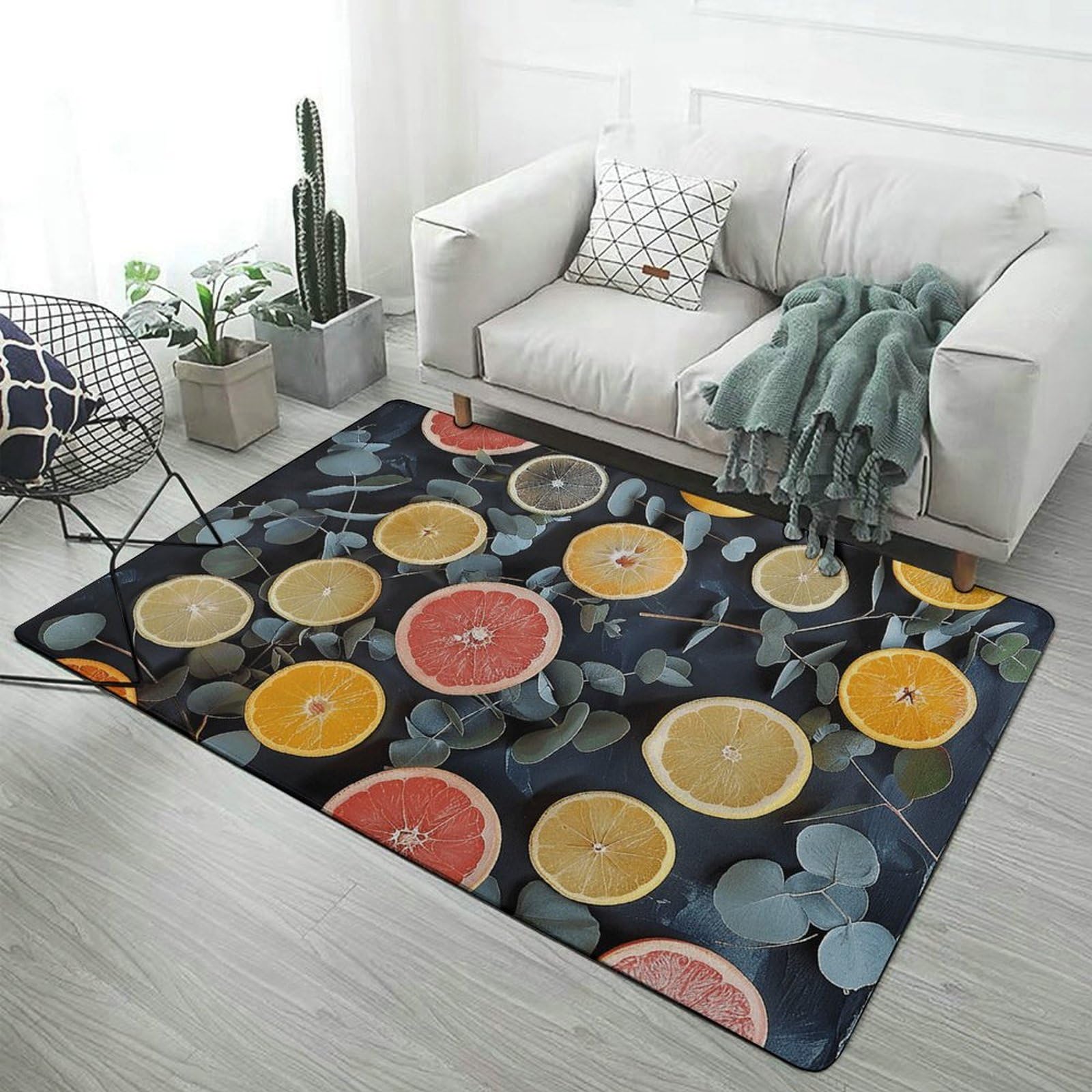 Tapis de sol absorbant de qualité supérieure motif agrumes pour salon et chambre