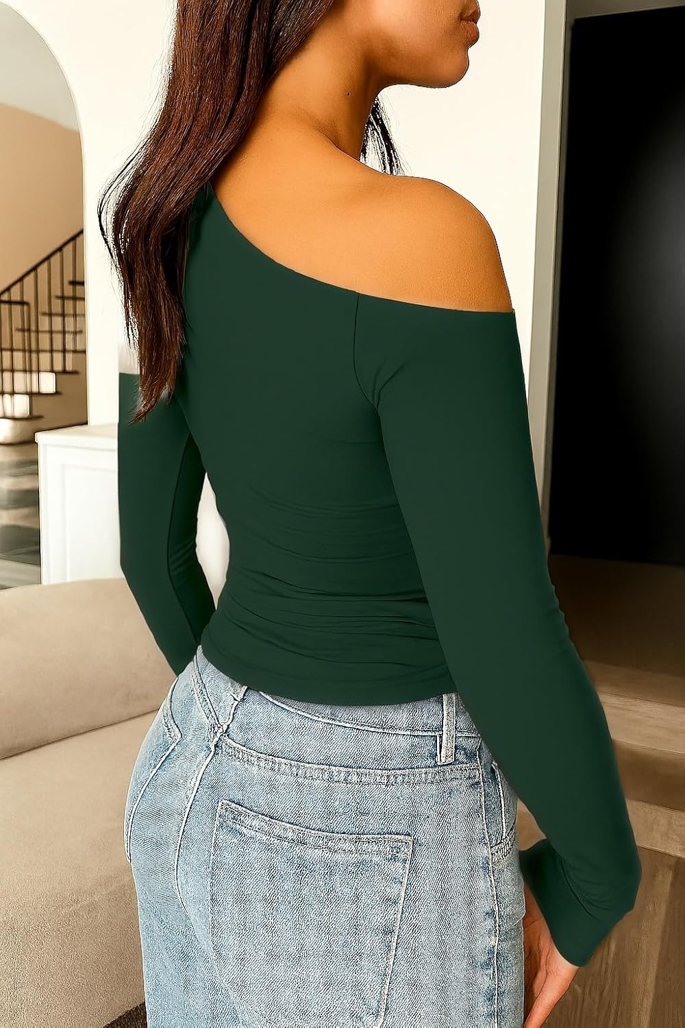 ForeFair Women Sexy Off The Shoulder Long Sleeve Top Y2k Ruched Going Out Tops Cute Slim Fit Fall T-Shirts - Image 4