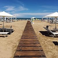 Vista 7 de 2 caminos de jardín de madera de 8 pies con superficie antideslizante, camino de madera enrollable, camino rústico decorativo (marrón)