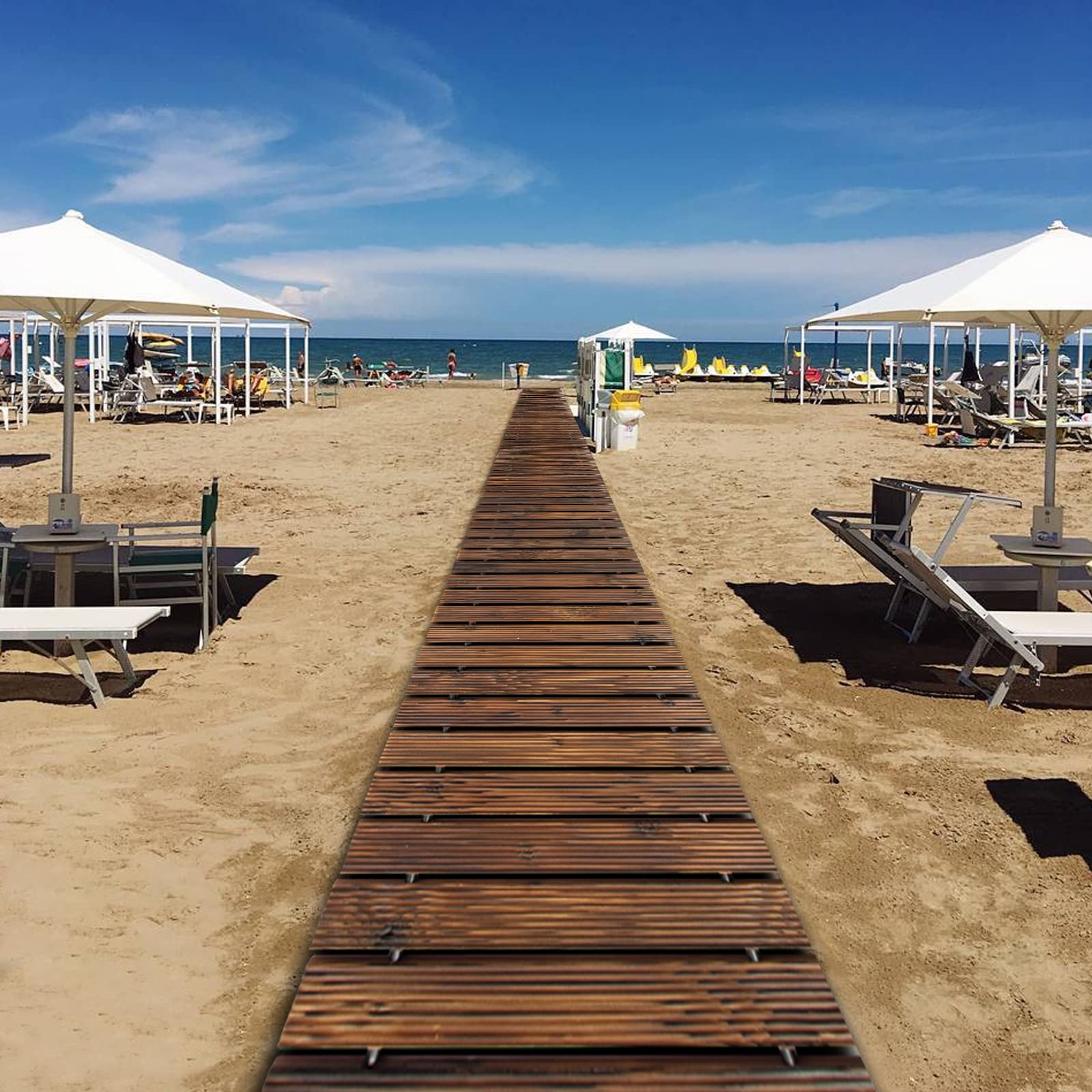 Icoget Camino de jardín enrollable de madera de 2,4 m, resistente a la intemperie, con superficie antideslizante, camino rústico para patio, playa, fiesta de boda (recto)